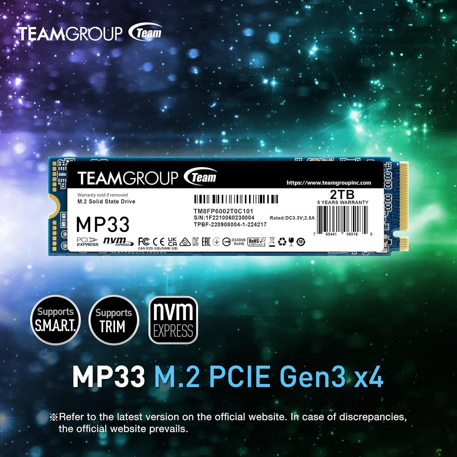 TEAMGROUP MP33 512GB SLC Cache 3DNAND TLC Nvme Pcie Gen3X4 M.2 2280 Internal SSD R/W up to 1700/1400 Mb/S Compatible W/Laptop&Desktop TM8FP6512G0C101 image number 6