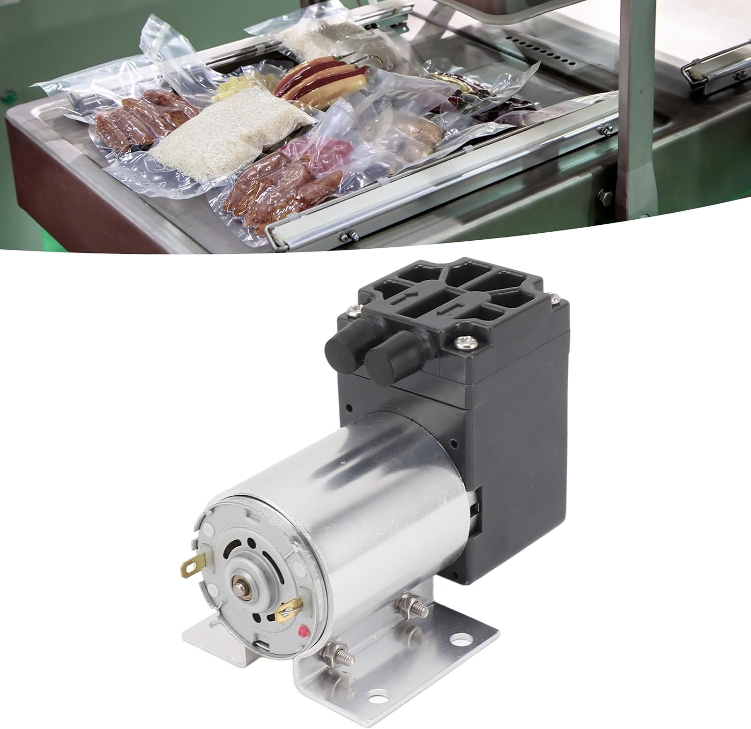 Omabeta 12V Vacuum Pump, 65-120Kpa 5L/Min DC Motor Low Noise for Industrial Equipment,Mini Small Oilless Vacuum Pump image number 5