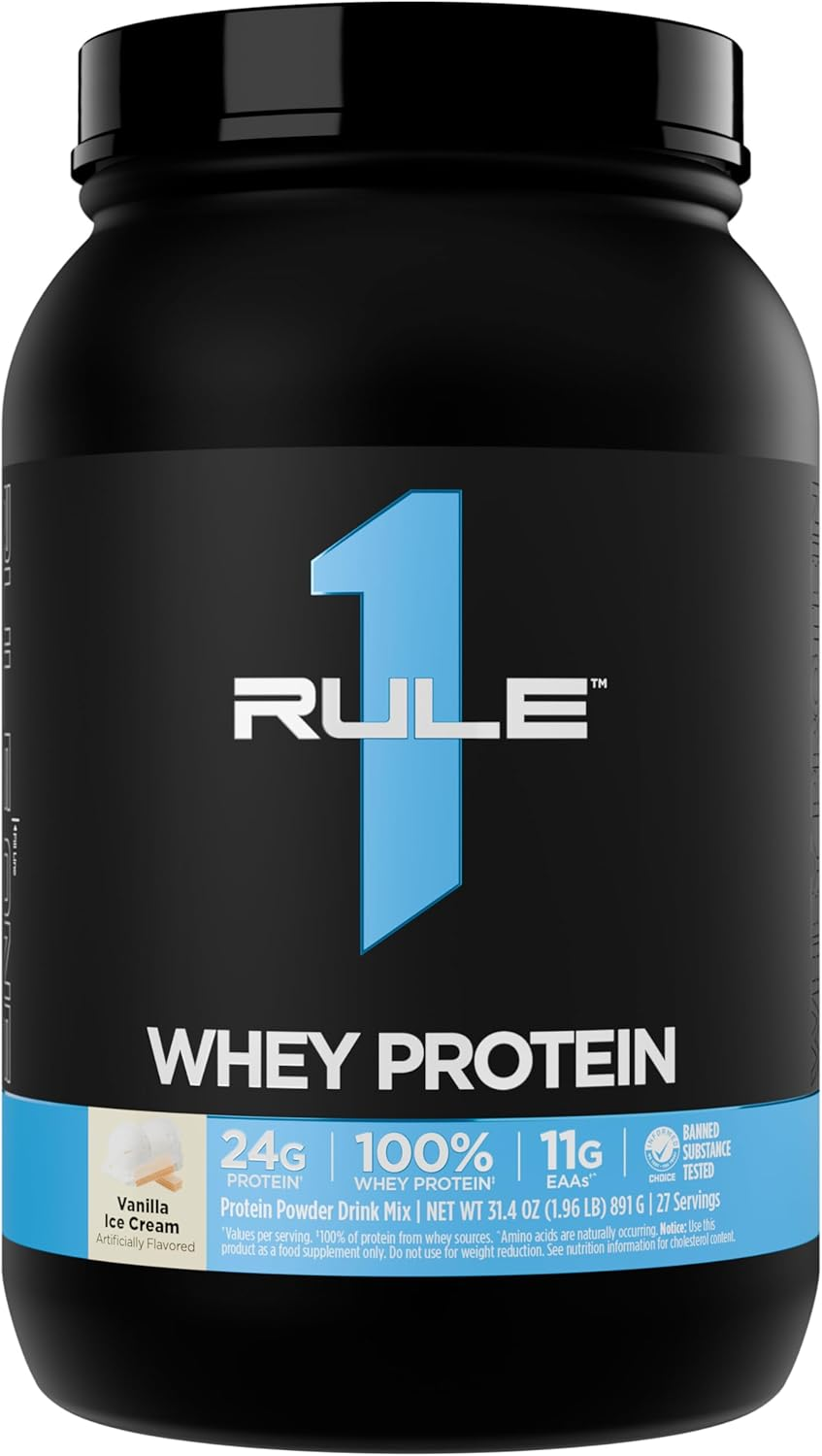 Rule 1 Whey Blend Powder 896 G, Vanilla Ice Cream (27 Servings) image number 5