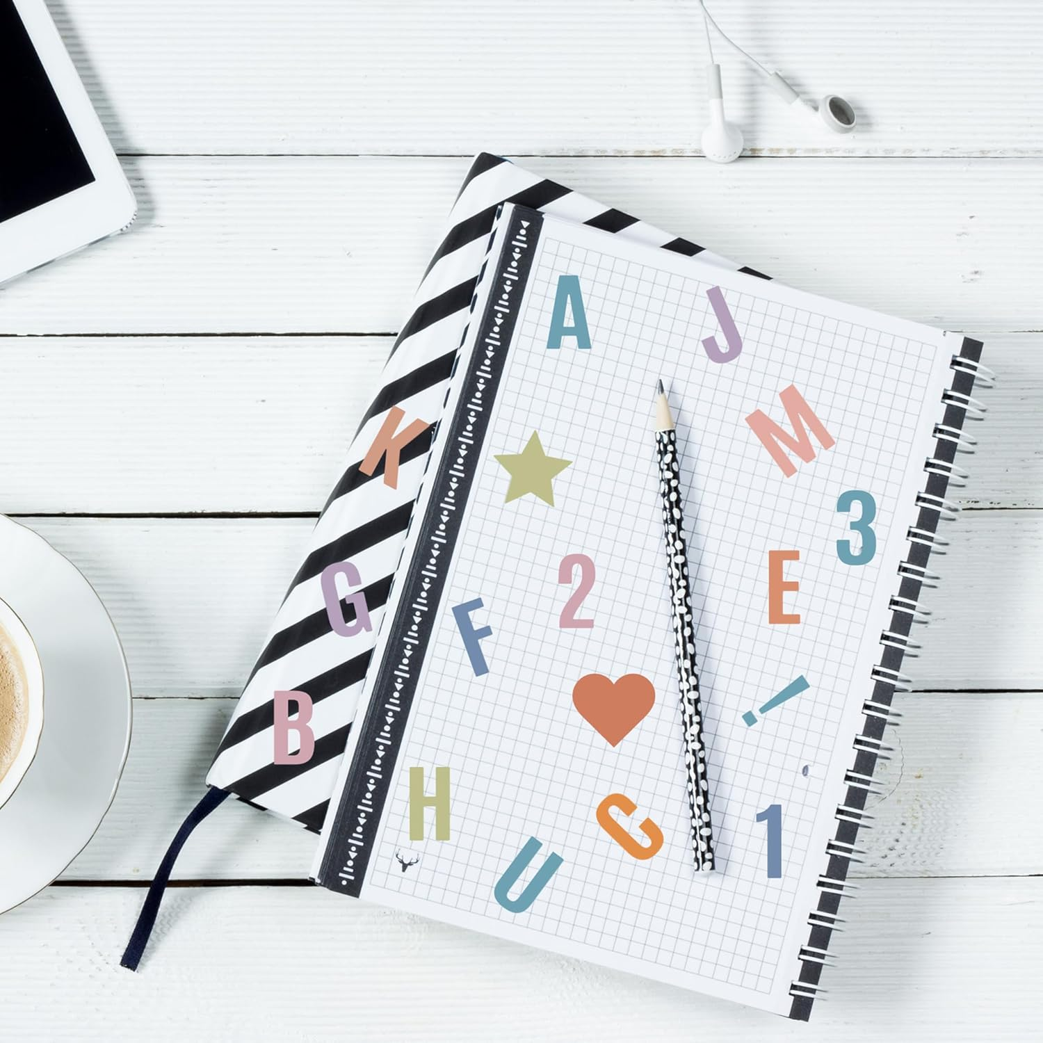 1470 Letter Stickers 15 Sheets Alphabet Stickers Number Small 1 Inch Vinyl Self-Adhesive Stick on Letters for Scrapbooking Water Bottles Cup DIY Crafts Sign Labels Notebook Mailbox (15, Multicolor) image number 2