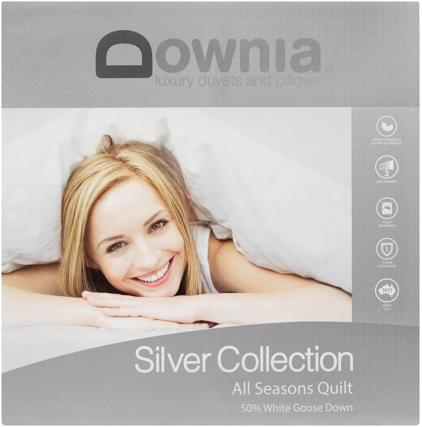 Downia Silver Collection All Seasons Quilt, White, Single