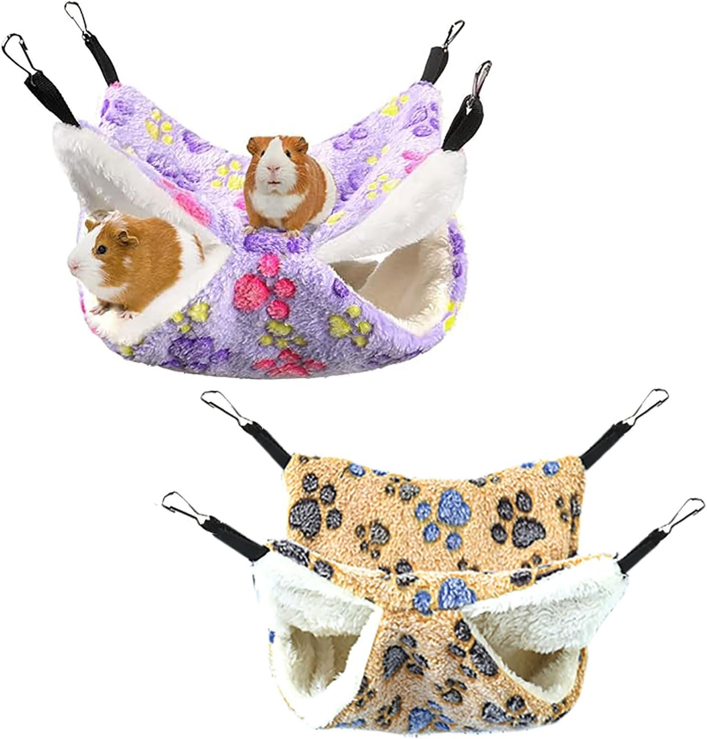 Lxcshljx 2Pcs Rat Hammocks for Cage, 2 Layer Ferret Rat Hammock, Pet Hammock for Cage Accessories, Guinea Pig Hammock, Hamster Bed Mat, Chinchilla Hanging House, Small Animal Beds for Playing Sleeping image number 1