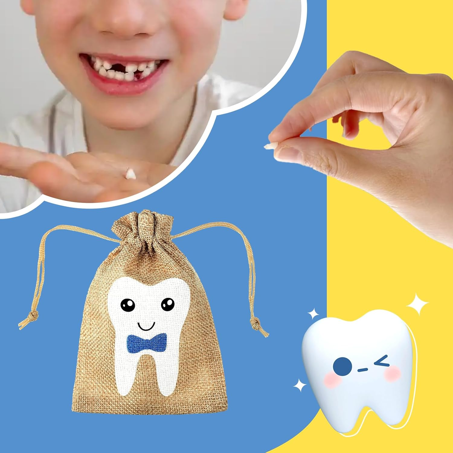 ONBPIY Tooth Fairy Box 2 Pack Tooth Fairy Keepsake Storage Bag for Kids Baby Keepsake Box for Girls and Boys 9.5 X 13.5 Cm image number 5