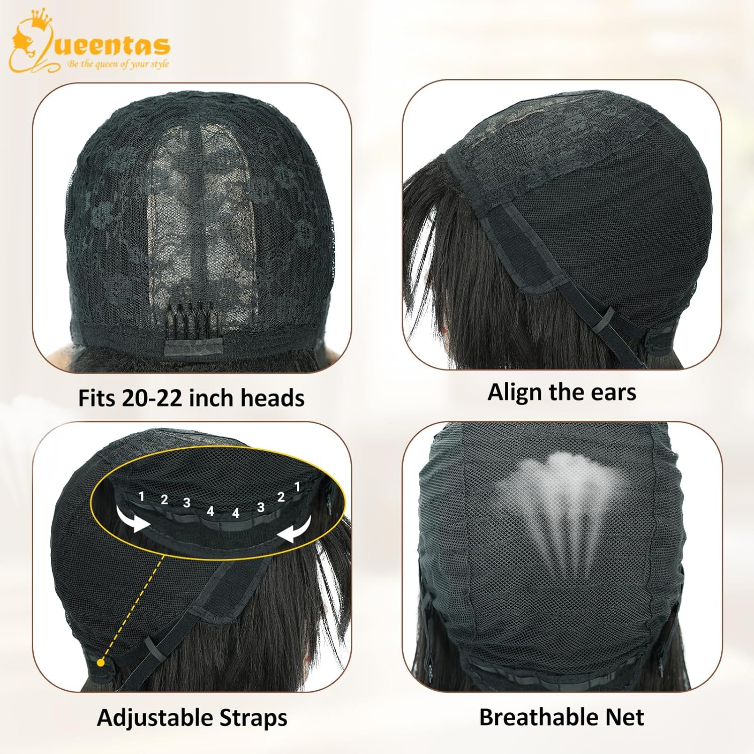 QUEENTAS Short Black Bob Hair Wigs for Women Light Black Wig Full Head with Bangs Synthetic Hair Straight Black Bob Wig for Daily Party Cosplay image number 6