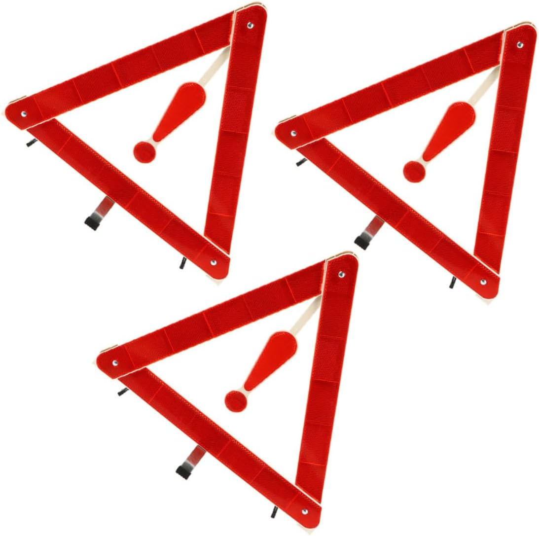 3Pcs Emergency Reflective Warning Triangles Foldable Roadside Safety Markers for Vehicles Highway Reflectors for Breakdown Situations image number 1