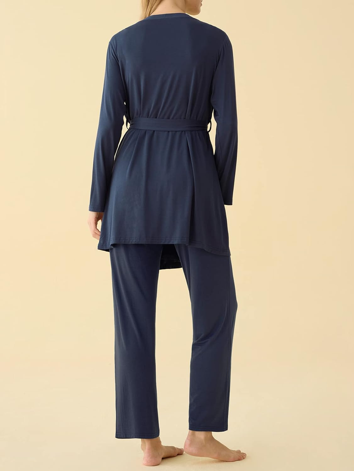 Latuza Women'S Bamboo Viscose 3 Piece Nursing Pajama Set with Robe image number 6