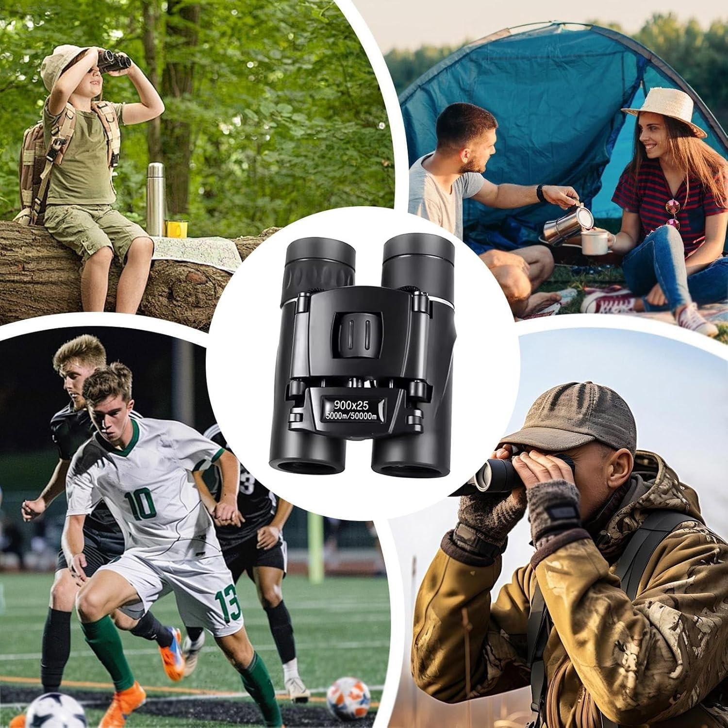 Compact Binoculars for Adults,Binoculars for Cruise - Night Vision Spotting Scope Lightweight Long-Range 900X25 HD for Travel Safari Hunting Hiking Stargazing - With Bracket image number 5