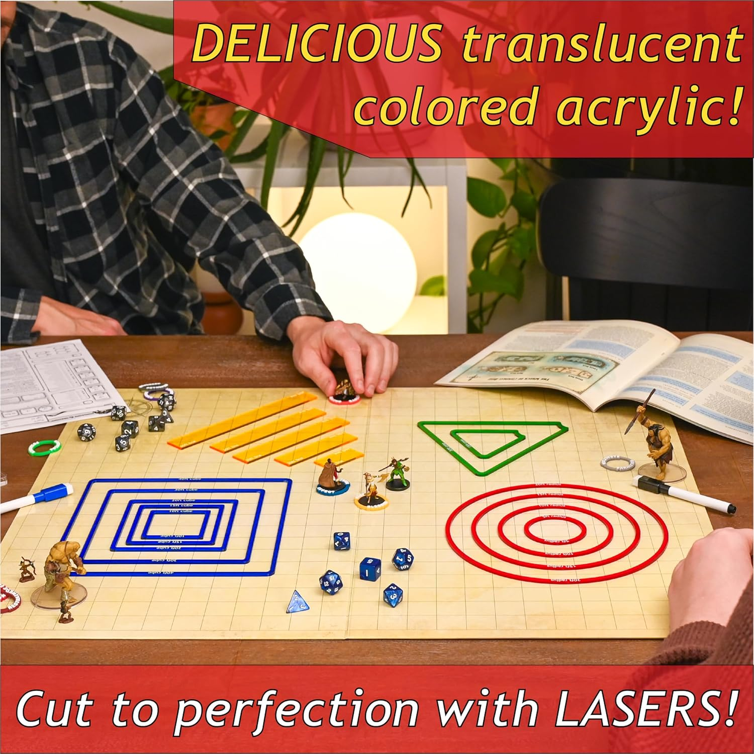 Futhark DND AOE Spell Templates, Set of 16 - Precise Acrylic Area of Effect DND Spell Effect Templates for Any RPG, DND Accessories for Dungeons & Dragons, D&D DM Gift (16-Piece Set of Frame) image number 2