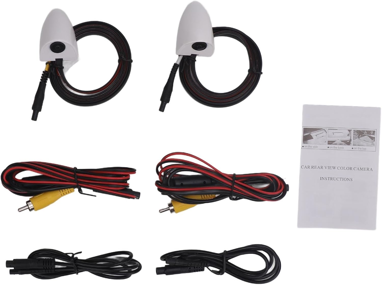 1 Pair Car Side View Camera, Crystal Clear 1280 X 720 720P AHD, Wide Angle Water Proof Design Eliminates Blind Spots for Safer Parking, for Vehicle DC12V (White) - Black image number 4