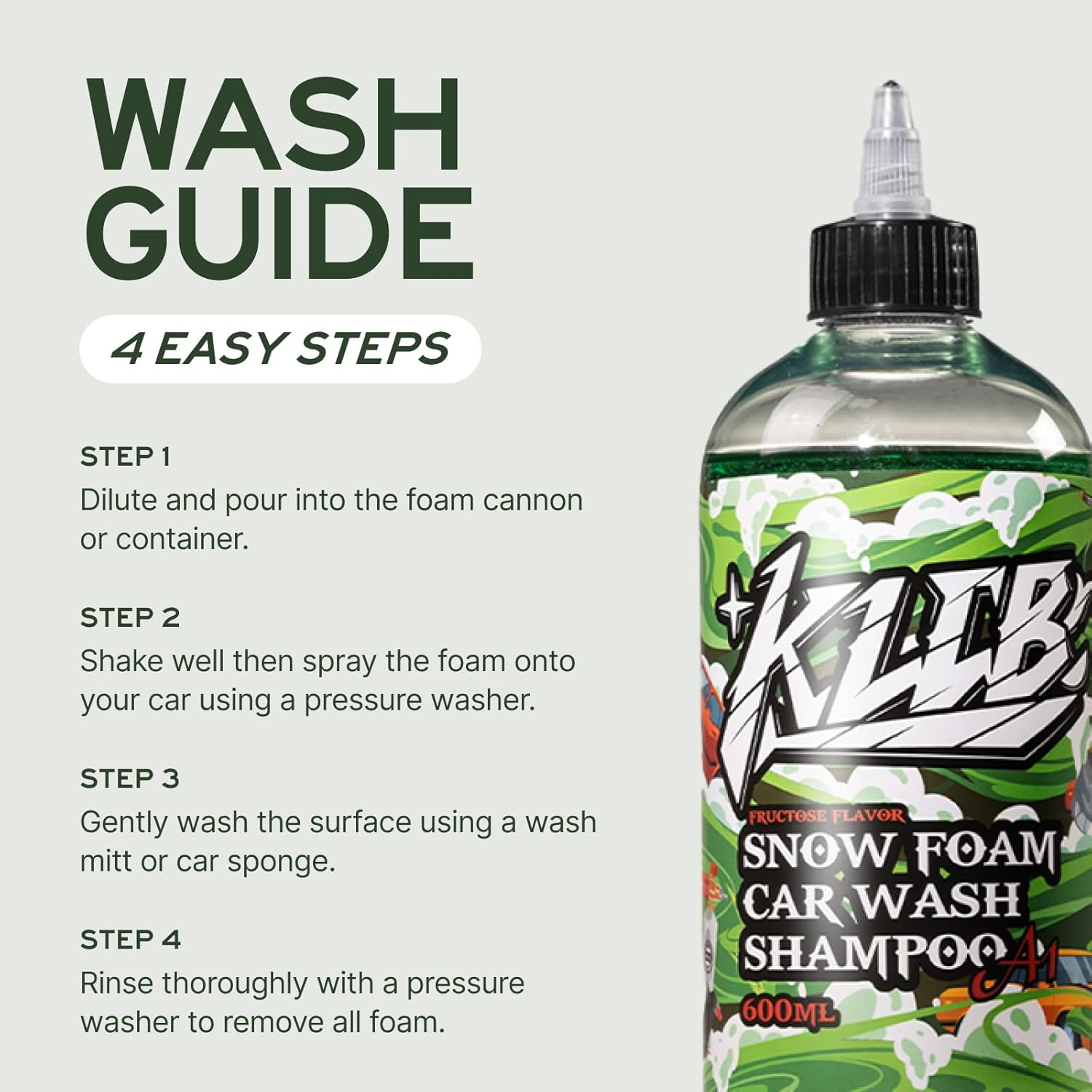 KLCB A1 Snow Foam Car Wash Shampoo &ndash; Ultra High Foaming Ph-Balanced Car Soap &ndash; Safe for Waxed and Coated Paint &ndash; Ideal for Foam Cannons, Buckets & Pressure Washers &ndash; 600Ml Concentrated Formula image number 5