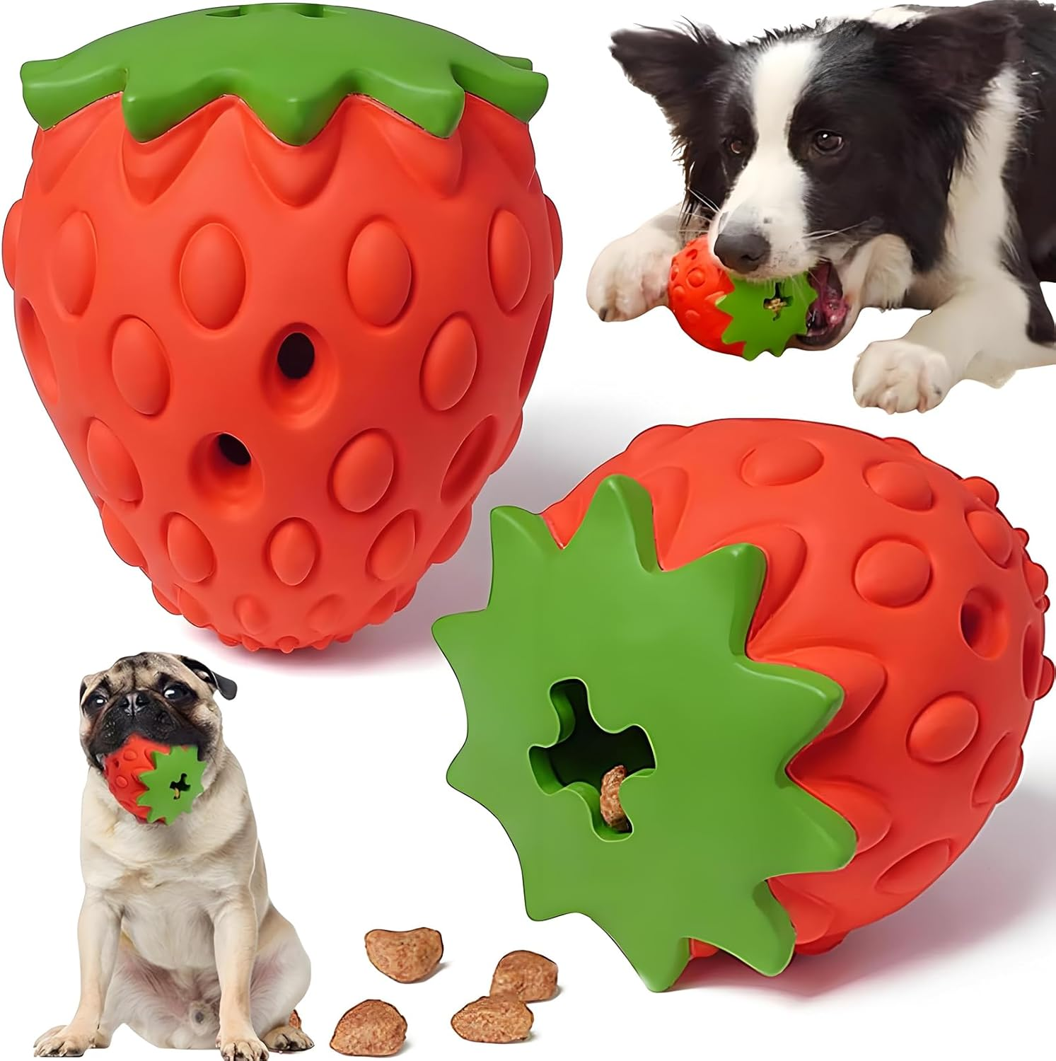 2Pcs Dog Chew Toy,Interactive Enrichment Food & Treat Dispensing Chew Dog Toy,Puppy Slow Feeder Dispenser,Dogs Puzzle Ball Toys for Small Medium Dogs Teeth Cleaning and IQ Training image number 3