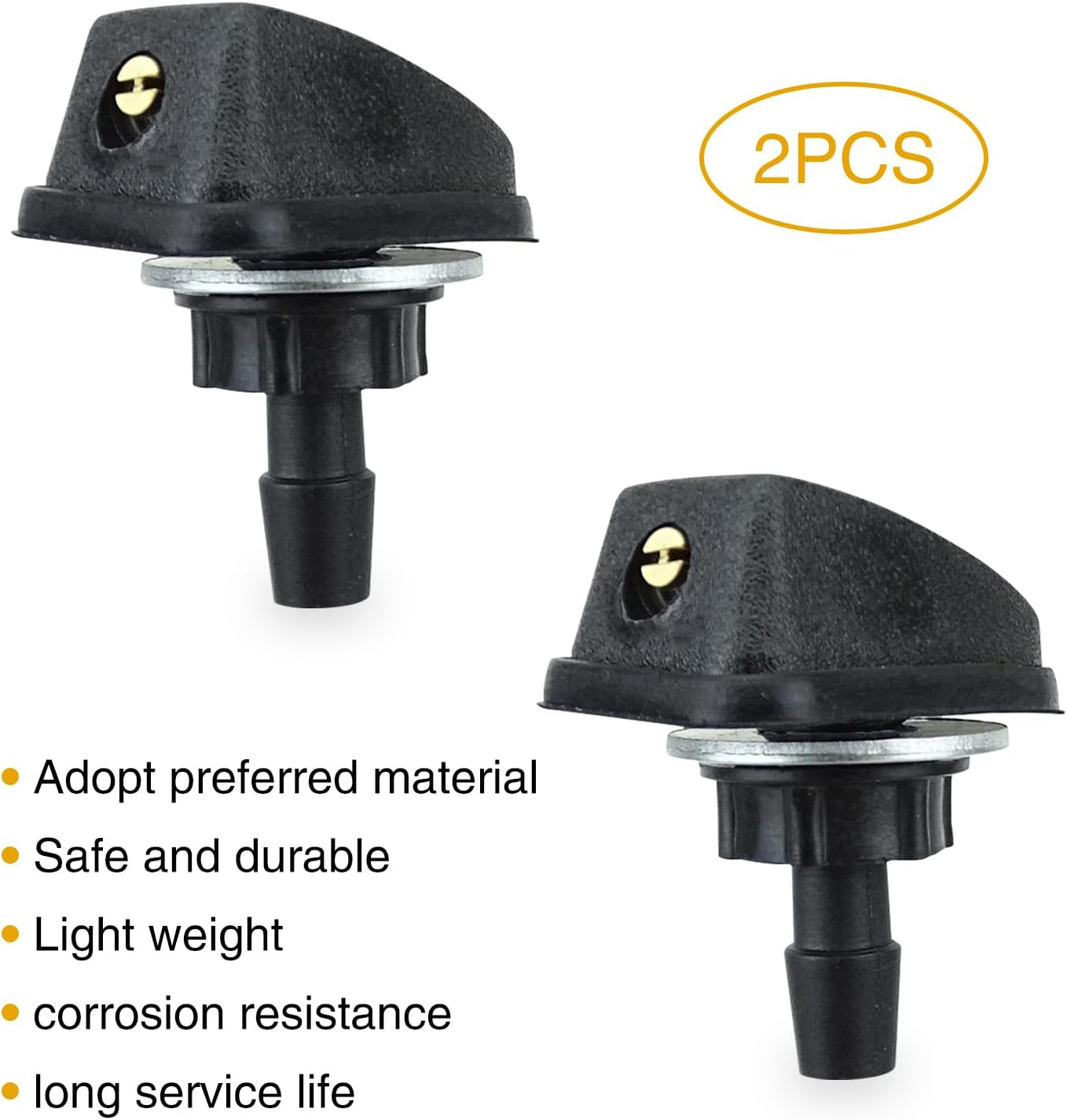 Pack-2 Car Front Windshield Washer, Automotive Wiper Nozzles, 0.31" Sprayer Head Replacement Parts, Single Hole Adjustable Fan-Shaped Kit, Universal for Most Cars, Trucks (Black) image number 5