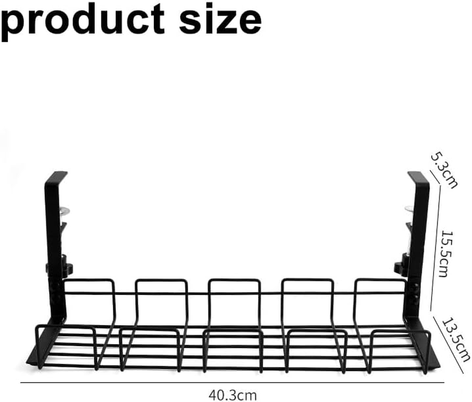 WEZCHUGHAOL under Desk Cable Management Tray, 16&rdquo; No Drill Cord Organizer with Clamps for Wire Management, 4Mm Sturdy Wire Desk Cable Organizer Tray, Cable Management Rack for Home & Office image number 1