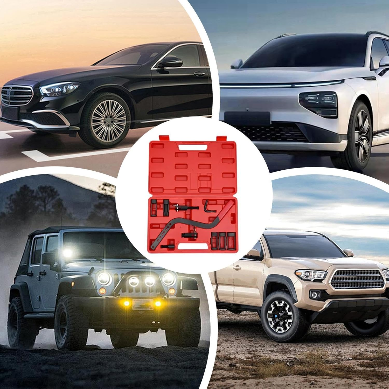 Spring Compressor Kit, Overhead Valve Spring Removal Tool, Heavy-Duty Clamp, Collet Pusher, Professional Installer Kit for Motorcycle and Automotive Engine Maintenance, 1 Set image number 2