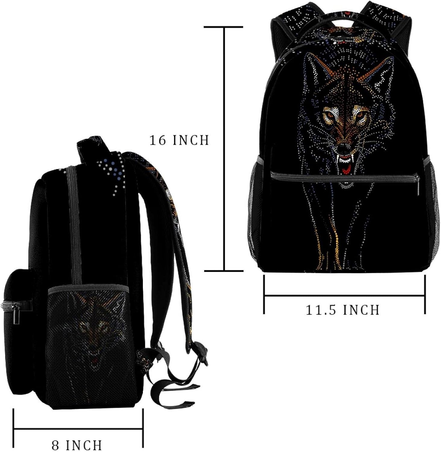 Wolf Backpack Students Shoulder Bags Travel Bag College School Tote Backpacks image number 3