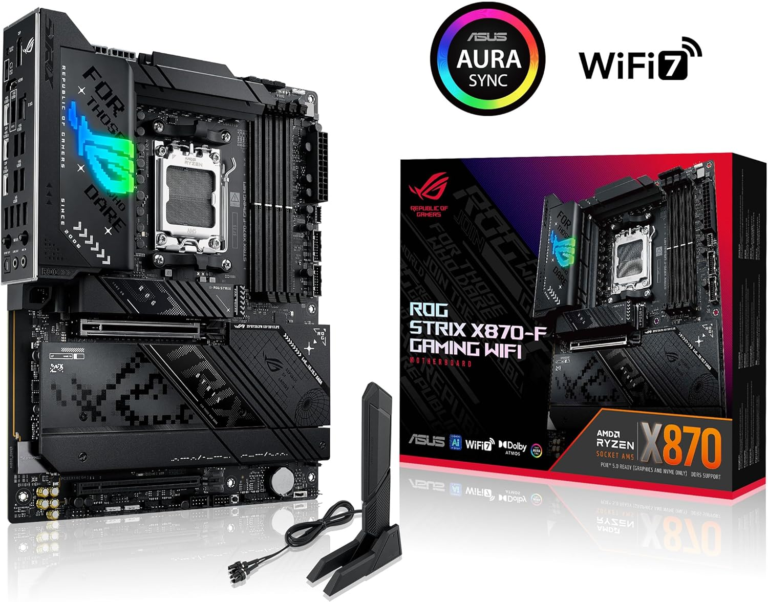 ASUS ROG Strix X870-F Gaming Wifi Motherboard Socket AM5 (AMD, X870, ATX, 16+2+2 Power Stages, Dynamic OC Switcher, Core Flex, DDR5, Wifi 7, M.2, Pcie 5.0) image number 5