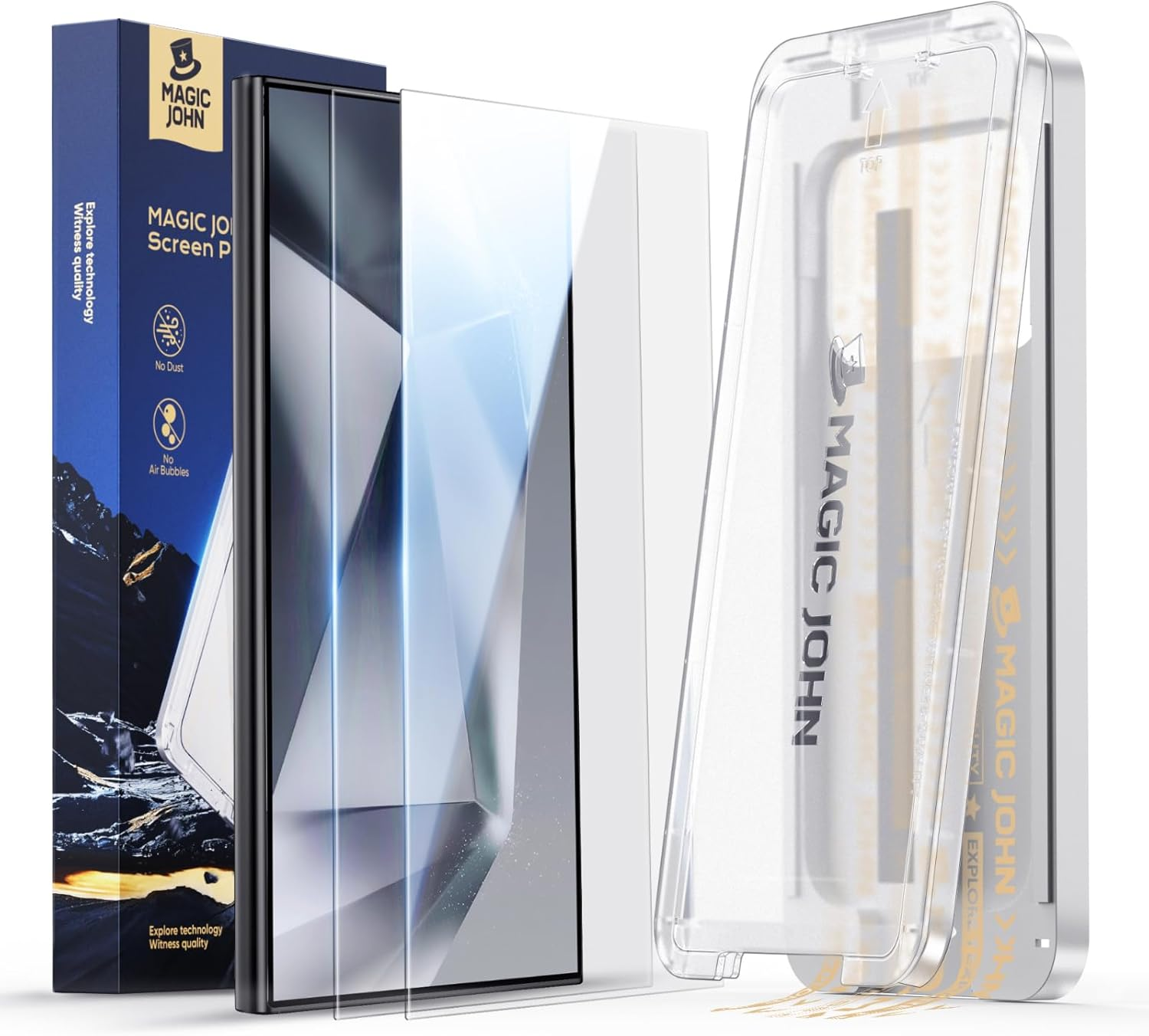 MAGIC JOHN 3Rd Gen Upgraded for Samsung Galaxy S24 Ultra Screen Protector 6.8 Inch, HD Clear, Shatterproof Tempered Film, Auto Dust-Elimination, Bubble Free, Easy Installation, 2 Pack image number 1