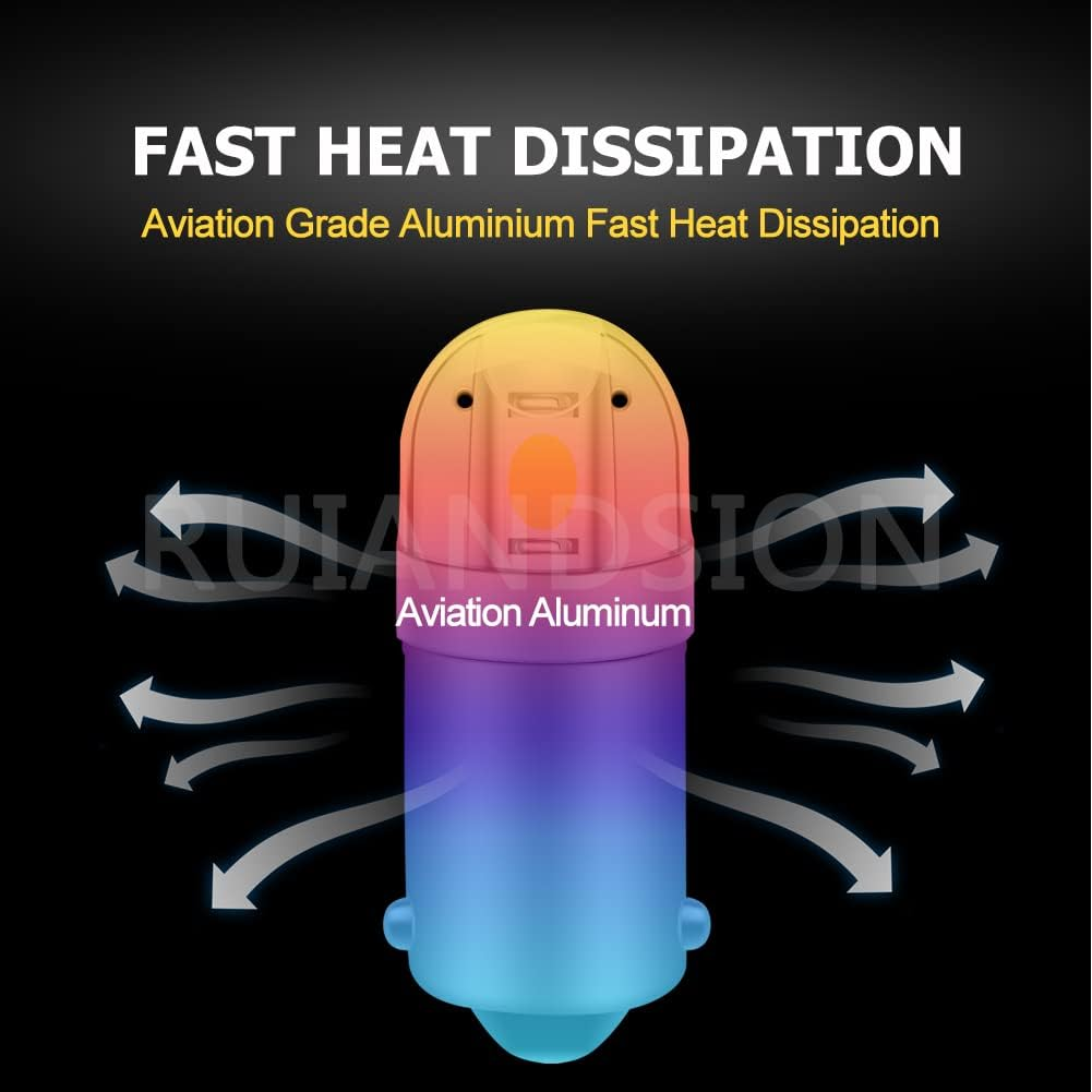 Ruiandsion BA9S LED Bulb BA9 1895 1891 53 57 White 12V LED Bulb 3030 2SMD Chipsets LED Replacement Bulbs for Car Interior Dome Map License Plate Glove Box Lights (Pack of 4) image number 5