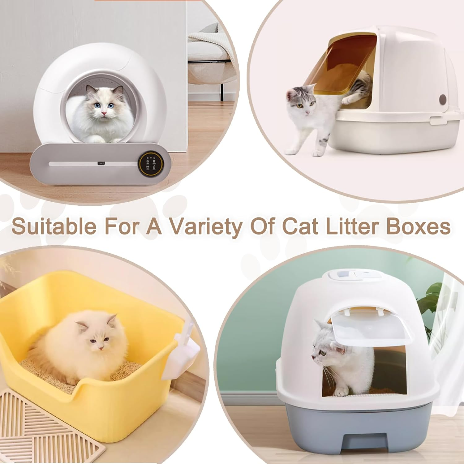 Tafoyu Cat Litter Box Bags with Drawstrings, Bin Bags with Carry Handle, Self-Cleaning Cat Litter Box, Rubbish Bags, Scratch-Resistant for Pets, Cats, Dogs, Poop Cat Litter, 6 Rolls/90 Pieces