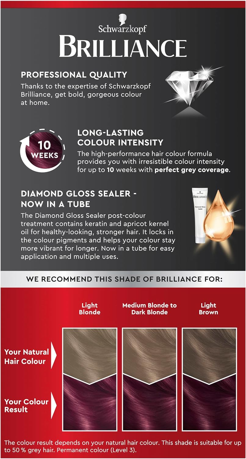 Schwarzkopf Brilliance, Permanent Hair Colour, 23 Burgundy Chic (Pack of 2) image number 2