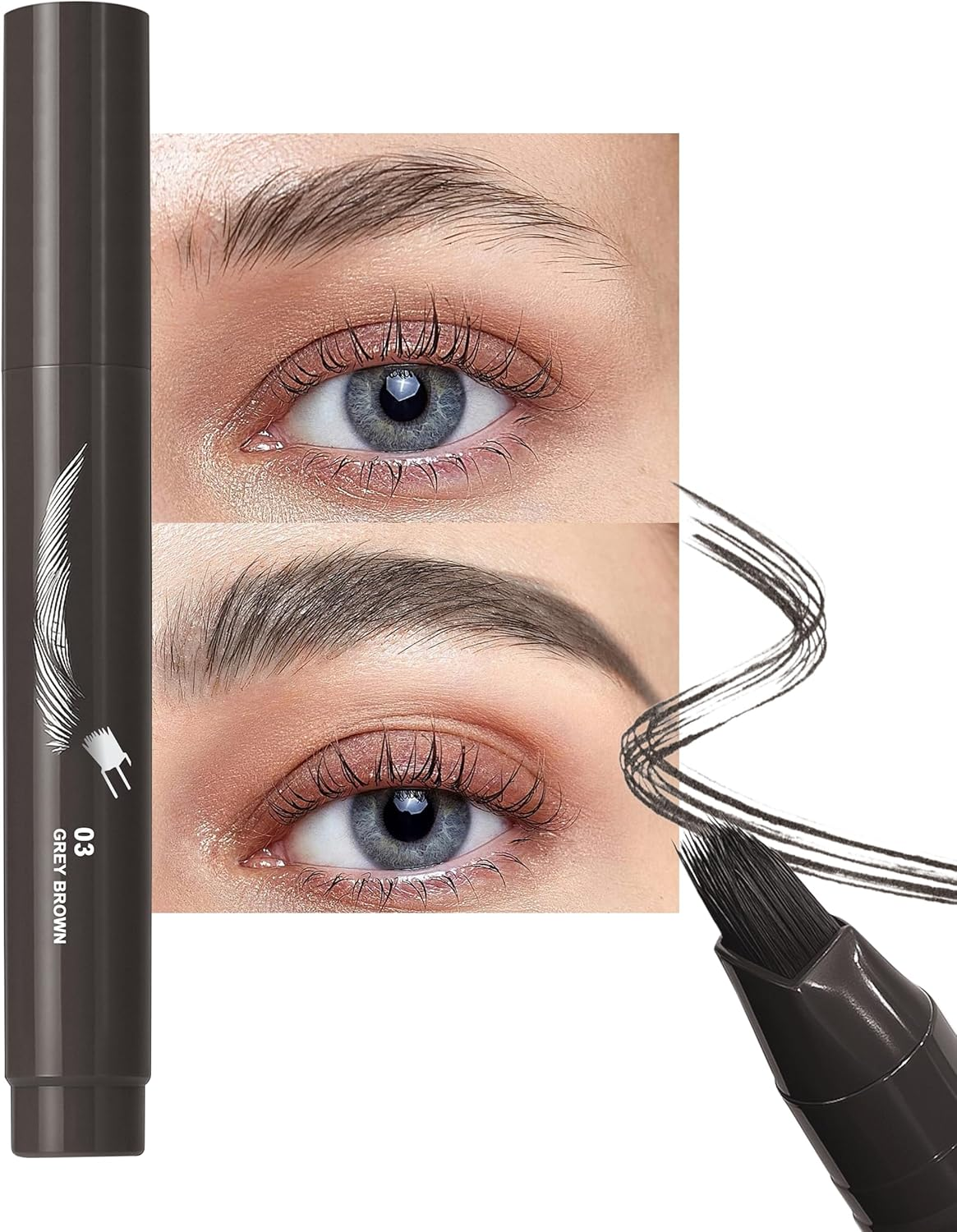 Erinde Microblading Eyebrow Pen, Waterproof Long Lasting Eyebrow Pencil for Women, Natural Brow Definer Creates Hair-Like Strokes, Smudge Proof Liquid Eyebrow Makeup for Shaping & Filling Brows,03# - 03 image number 4