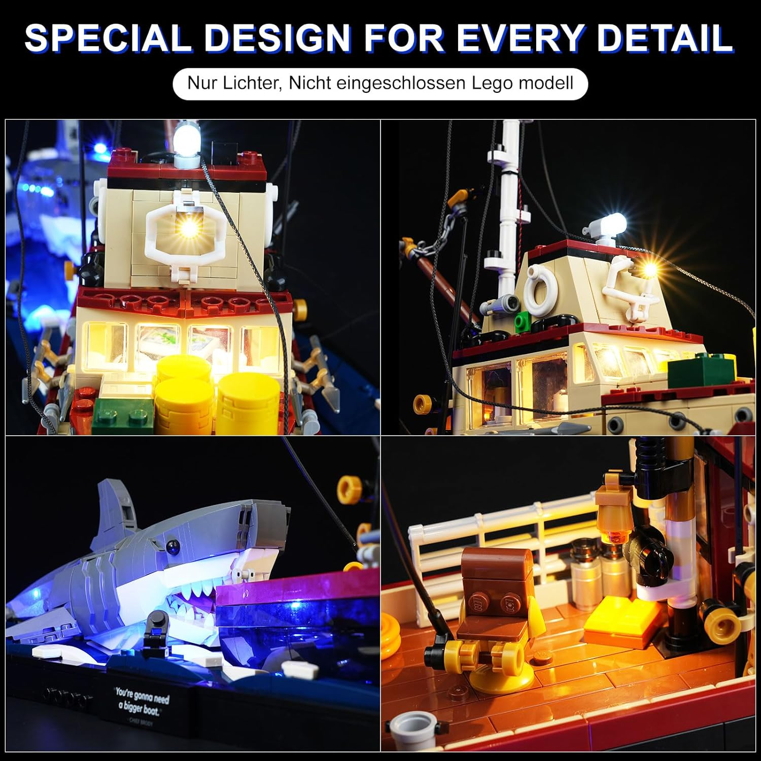 Cooldac LED Light Kit Compatible with  Jaws 21350, Lighting Set for White Shark (Lights Only, No Models) image number 6