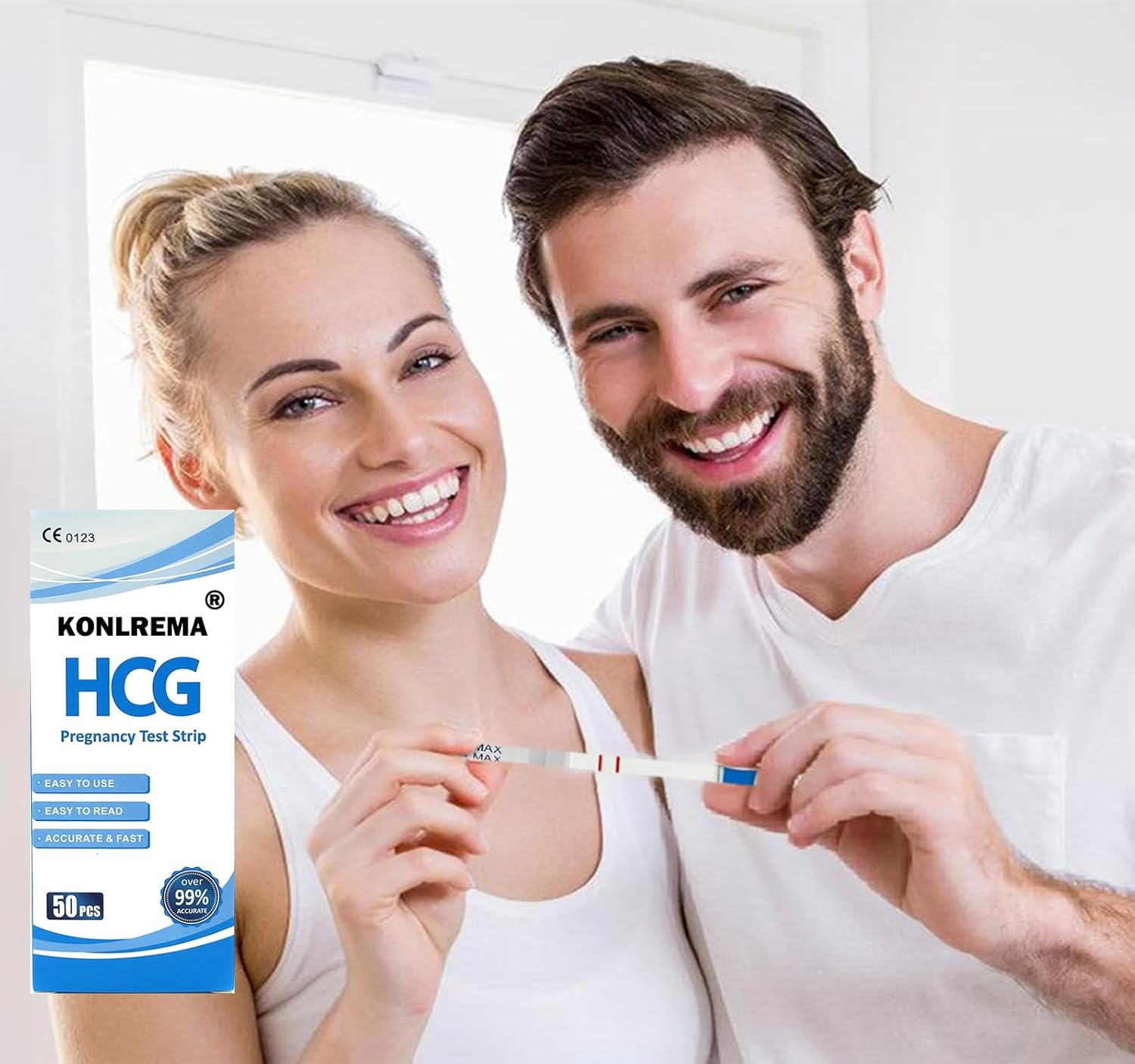 Pregnancy Test Strips, 50 Pack Individually Wrapped HCG Pregnancy Strips with 50 Urine Cups, Early Home Detection Pregnancy Test Kit for Women Trying to Get Pregnant Naturally - over 99% Accurate image number 4