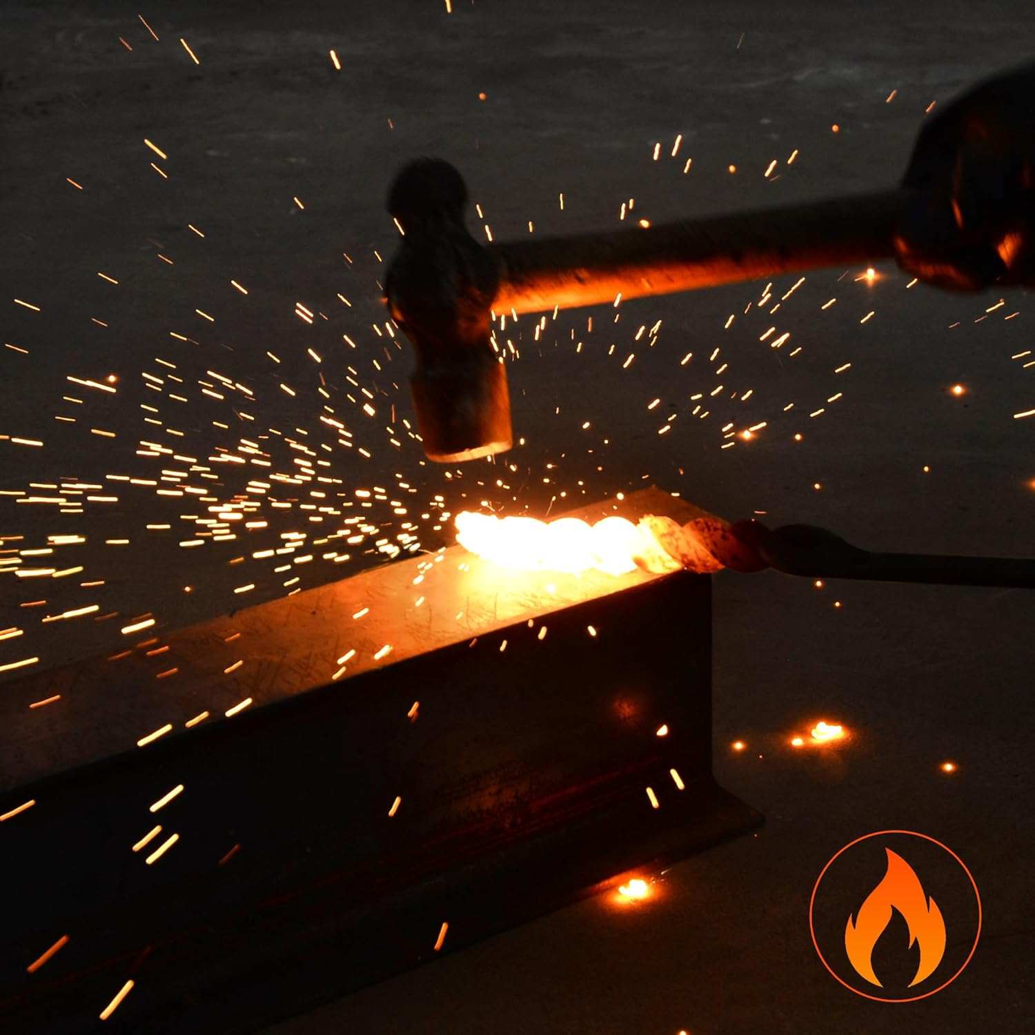 Fire Poker for Fire Pit, 40&rdquo;Twisted Rope Design Fireplace Poker, Heavy Duty Handmade Fire Pit Poker for Campfire Wood Stove Firewood Log Coals, Outdoor and Indoor Fireplace Fire Pit Tools image number 1