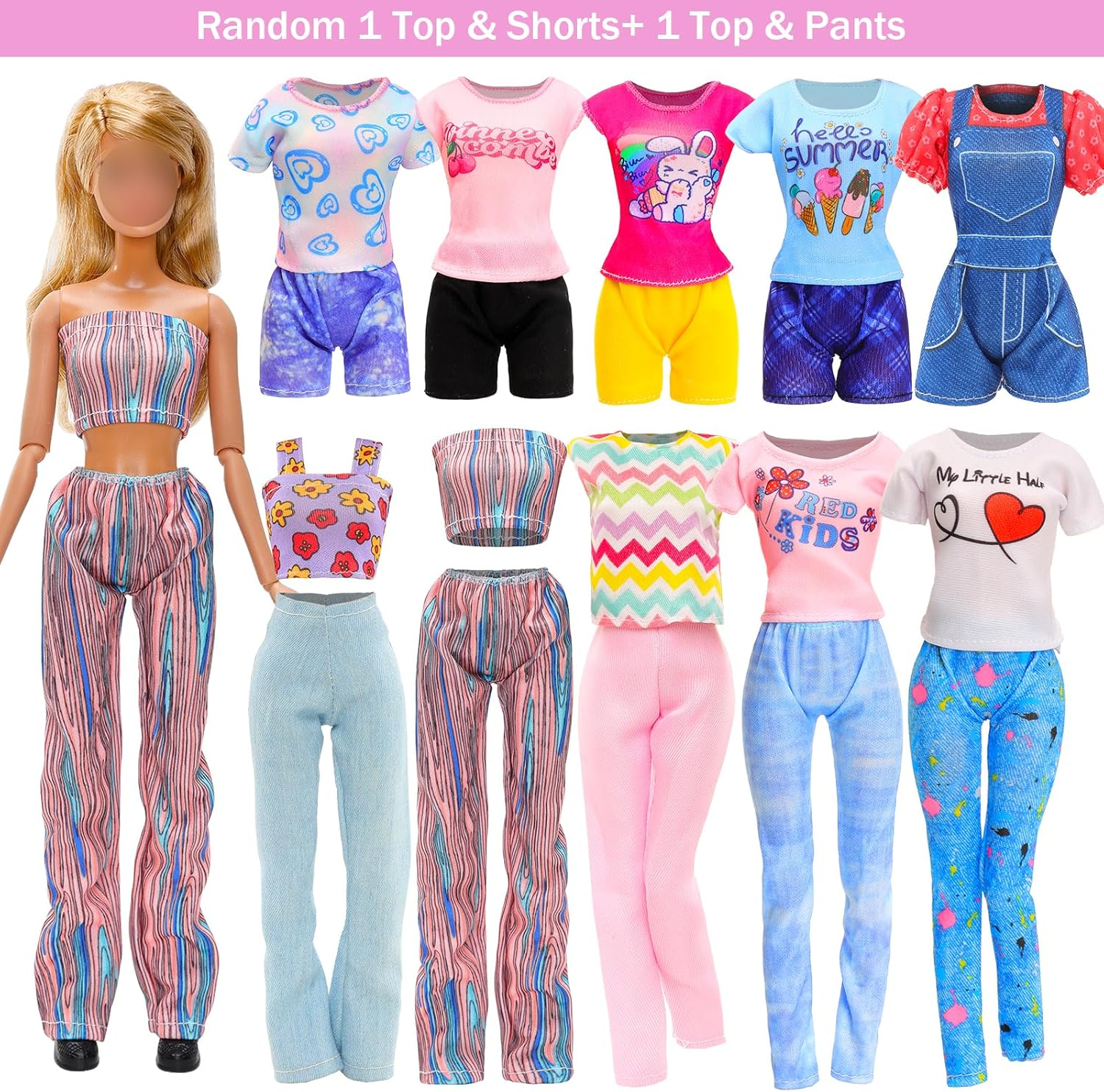 Barwa 110 Doll Clothes and Accessories Fashion Dresses Tops Pants Outfits Party Gown Mini Dresses Swimsuits Bikini Shoes Princess Wings Hangers Handbag for 11.5 Inch Doll image number 2