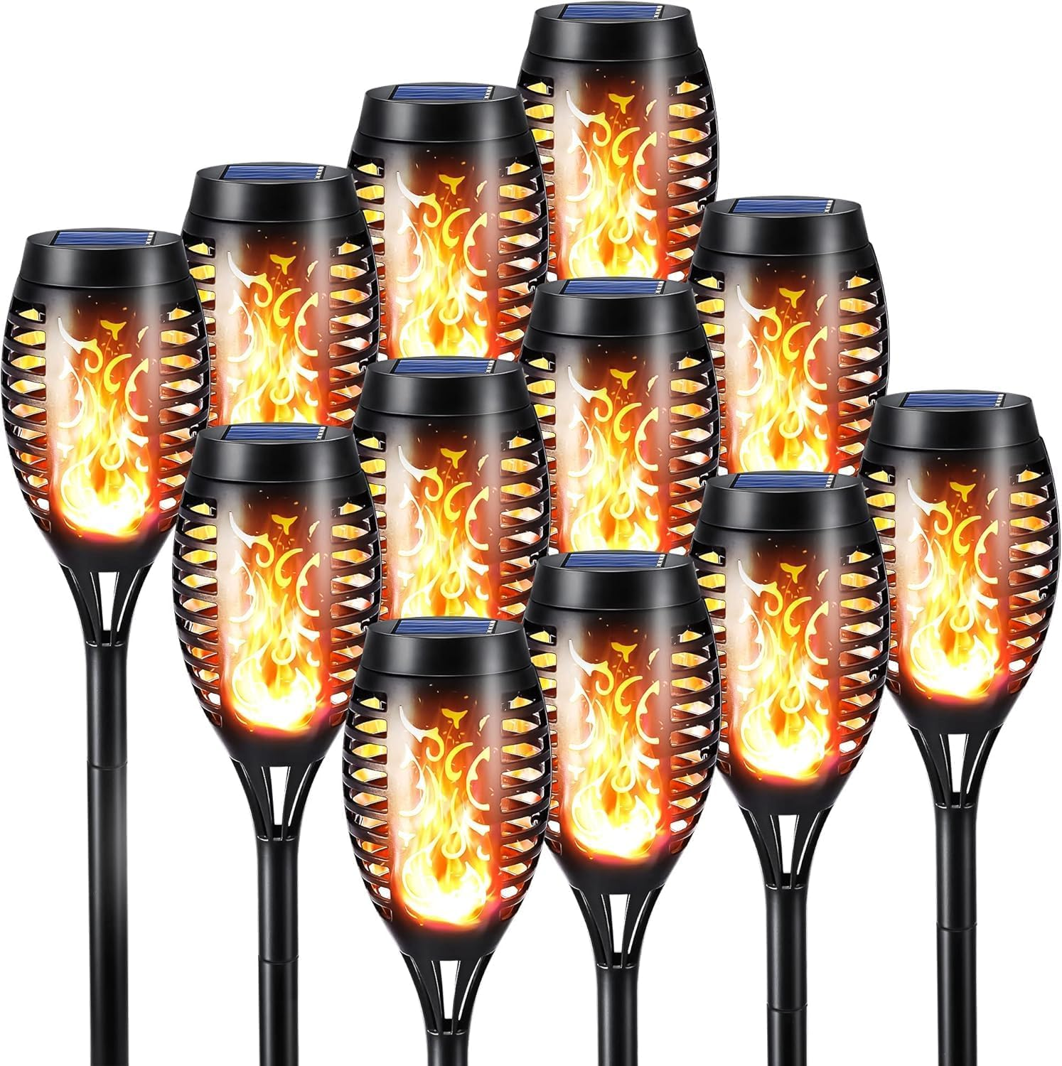 Toodour Solar Torch Flame Lights, 6 Pack Solar Lights Outdoor with Flickering Flame, Waterproof Solar Pathway Lights Landscape Decoration Lighting for Garden, Lawn, Yard, Outdoor Decorations