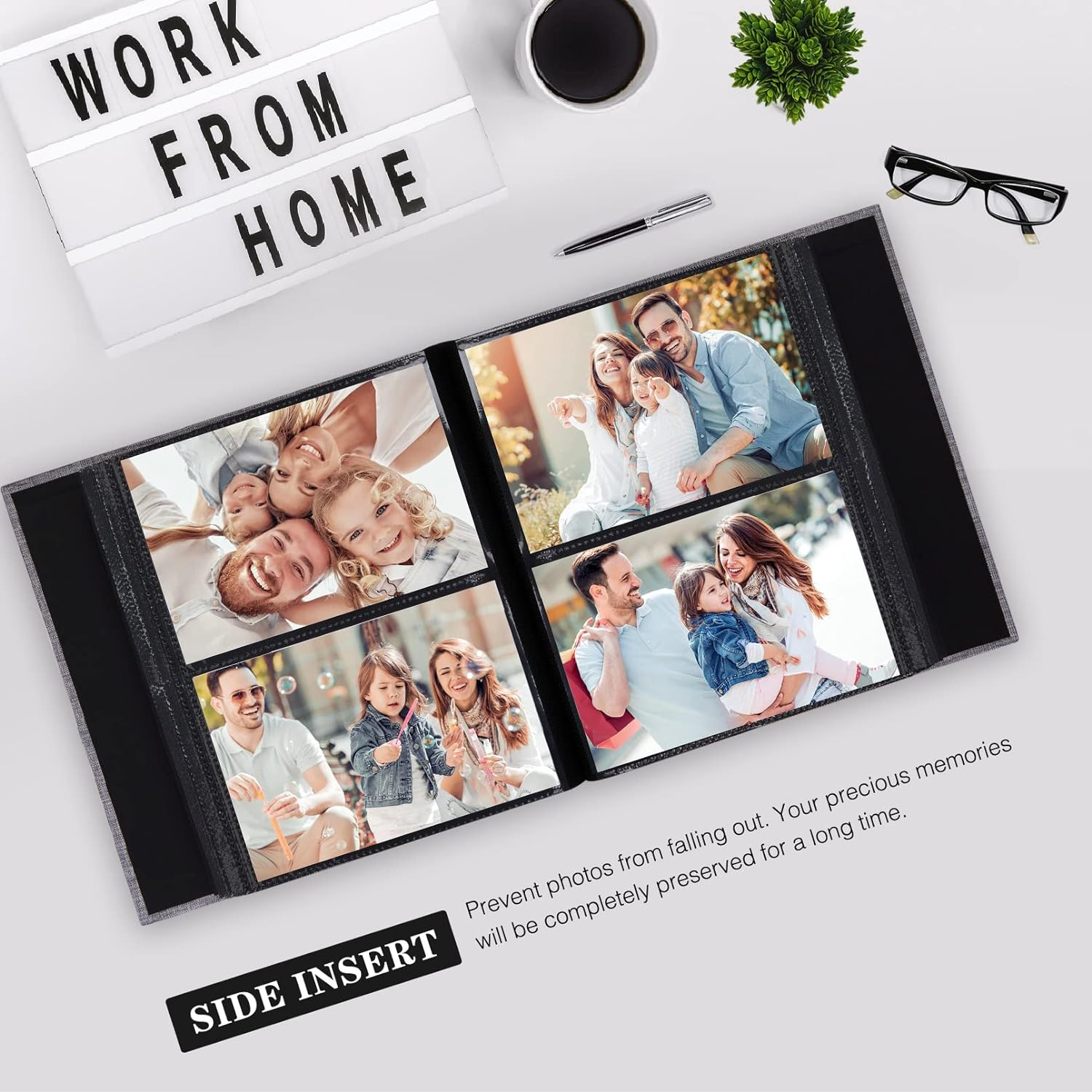 Mublalbum Small Photo Album 4X6 200 Photos Linen Cover Picture Book with Horizontal Pockets for Wedding Family Anniversary and Baby (Gray) image number 4