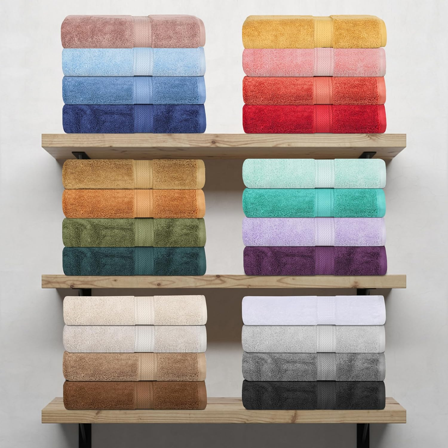 Superior 900 GSM Luxury Bathroom 6-Piece Towel Set, Made of 100% Premium Long-Staple Combed Cotton, 2 Hotel & Spa Quality Washcloths, 2 Hand Towels, and 2 Bath Towels - Light Blue - Chocolate image number 4