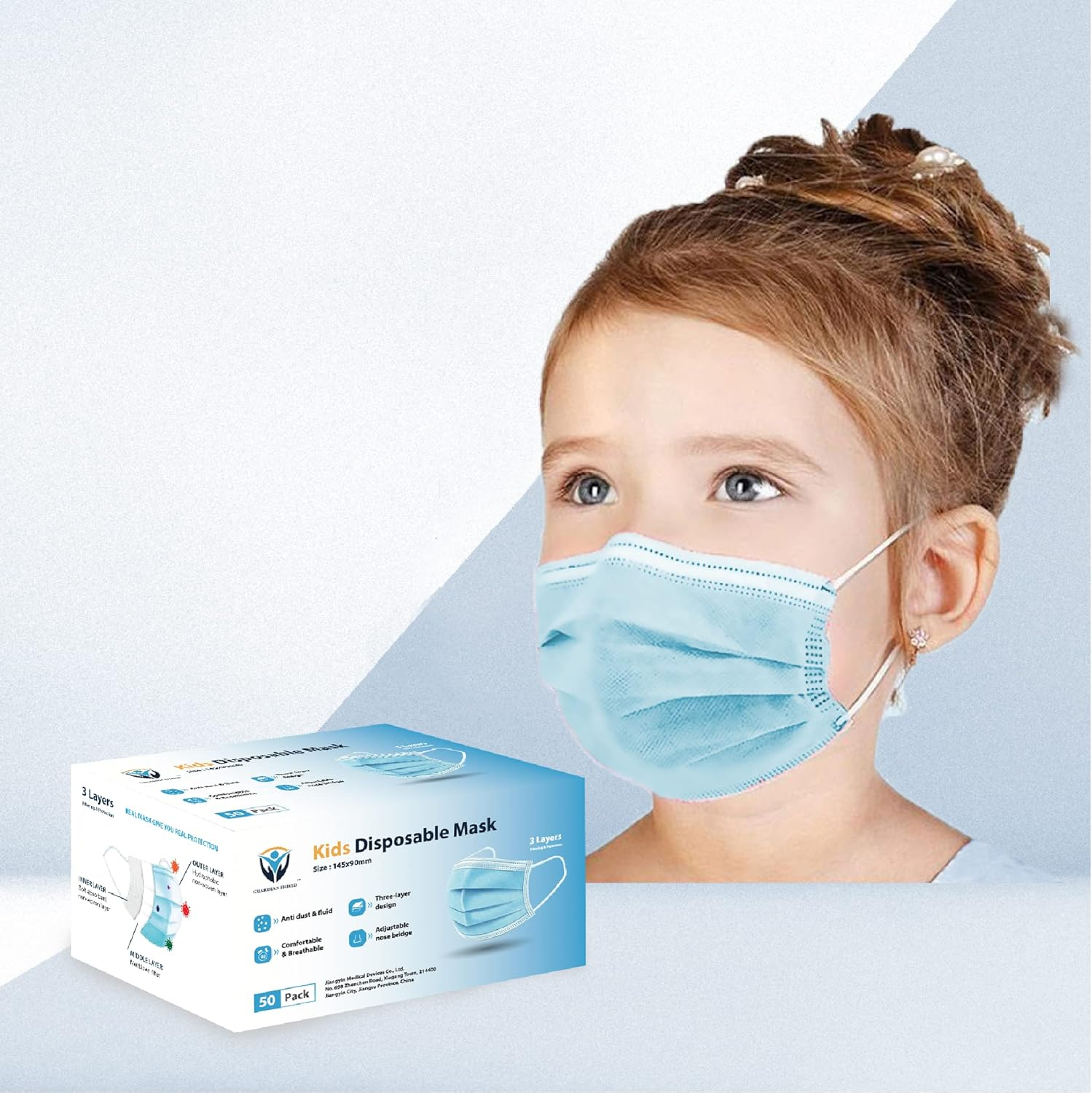 GUARDIAN SHIELD 50Pcs Disposable Kids Child Face Masks 3 Layer Meltblown Filter (Ship from Australia) *** Buy from Original Seller LUXOR LINEN Only *** image number 1