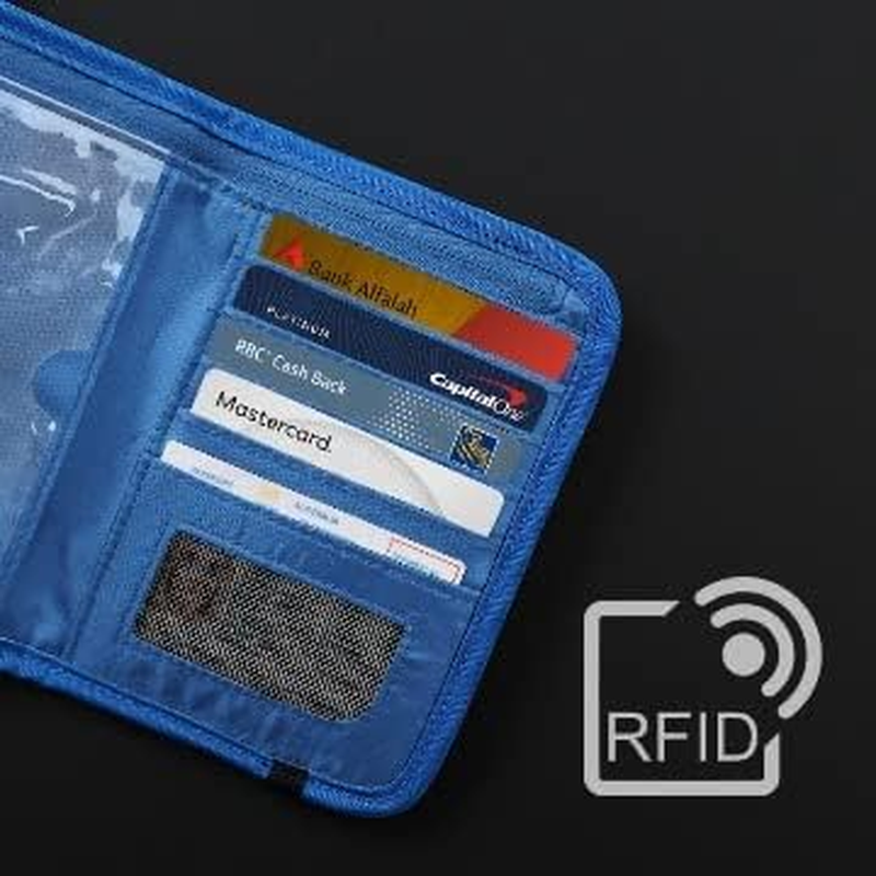 Paton Travel Australia Passport Holder &ndash; Waterproof RFID Blocking Passport Wallet for 2 Passports, Cards, Money & Documents &ndash; Vibrant Blue, Compact with Adjustable Strap image number 5