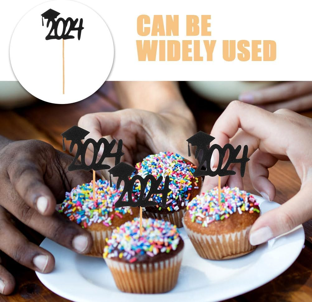 Totority Decorate 20Pcs Graduation Flag Appetizer Picks Graduation Party Decor Dessert Picks Graduation Toppers Graduation Congrats Pick Graduation Caps Topper Cake Pull the Flag Paper image number 1