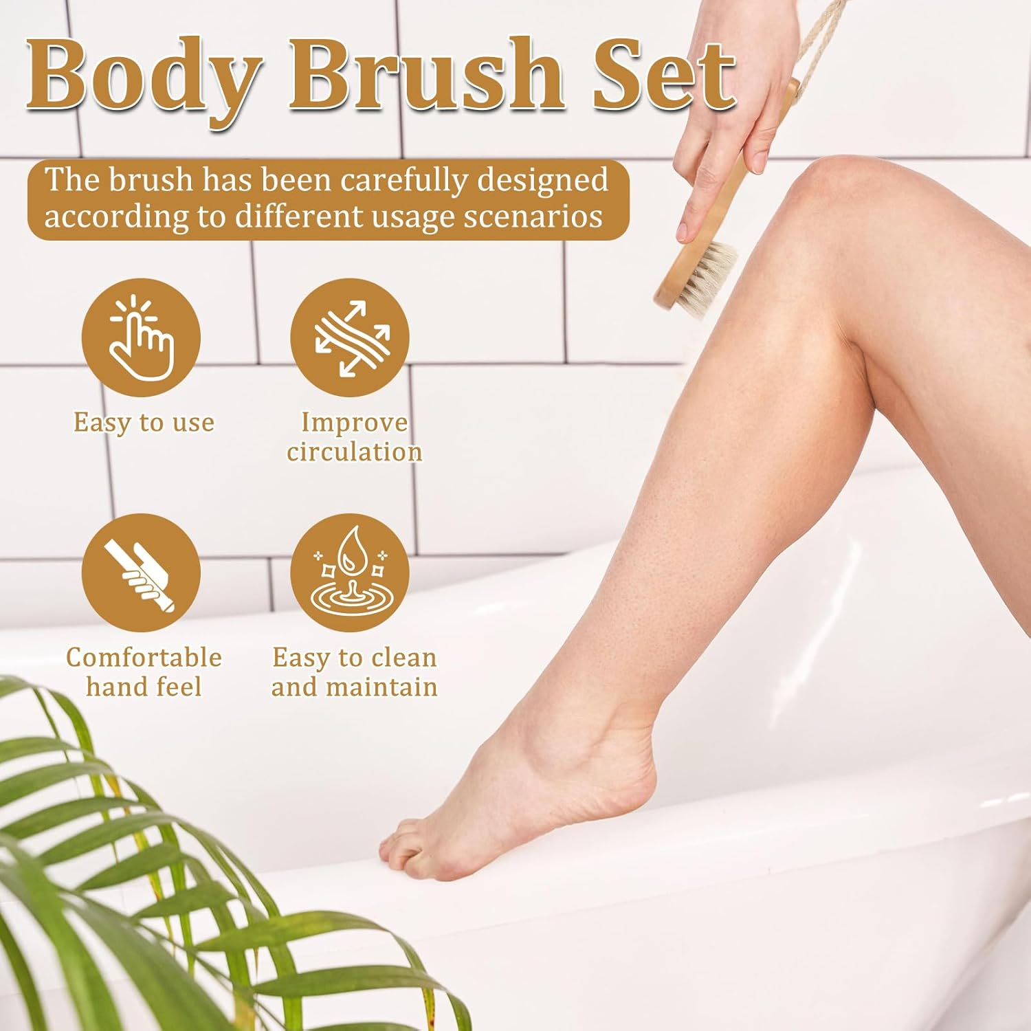 2 Pcs Dry Brushing Body Brush Set - Efficient Multifunctional Body Scrubber Kit | Ideal for Shower & Bathing | for Women & Men image number 6