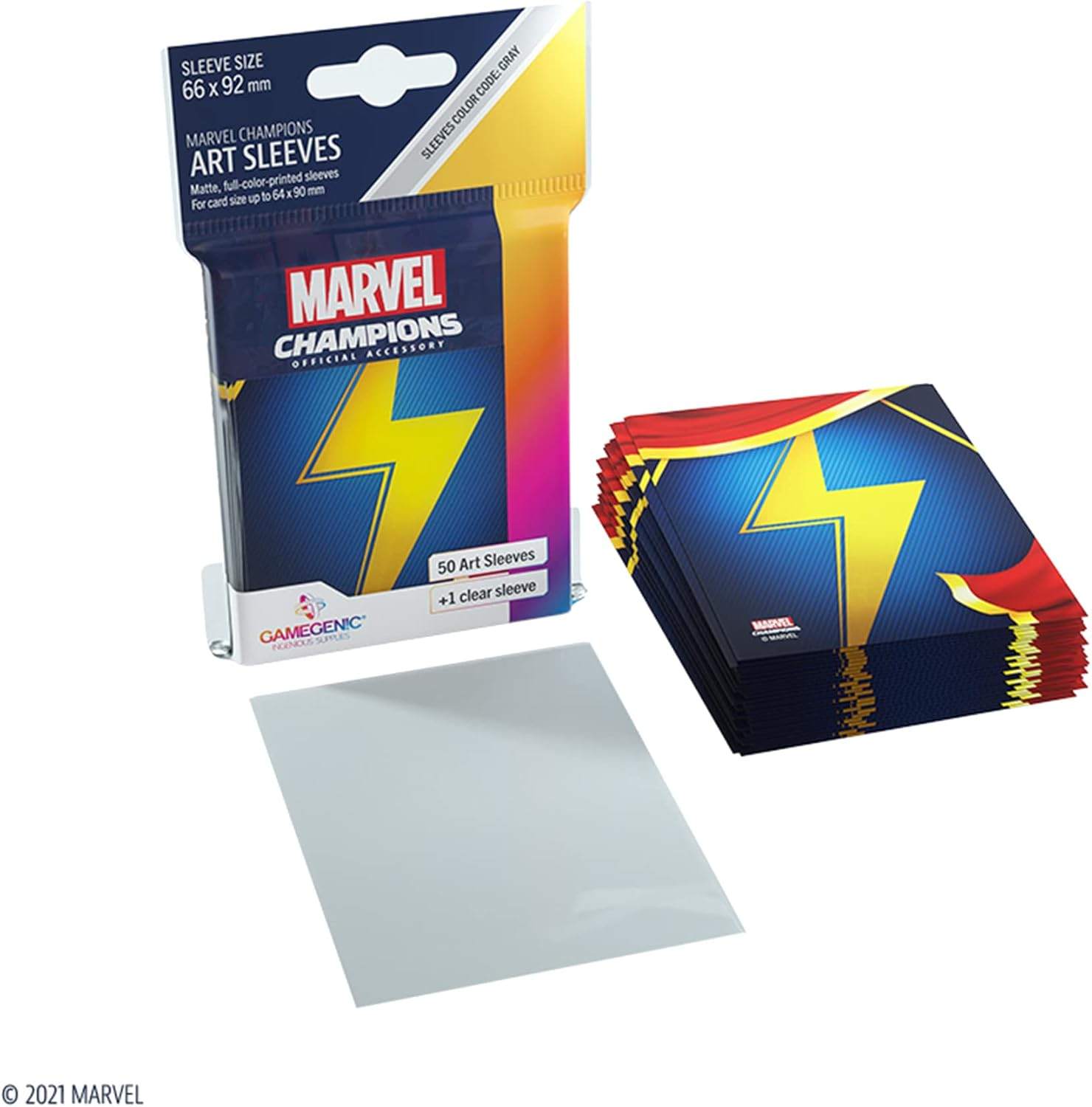 Gamegenic Asmodee North America Gamegenic Ms Marvel Marvel Champions Art Sleeves image number 3