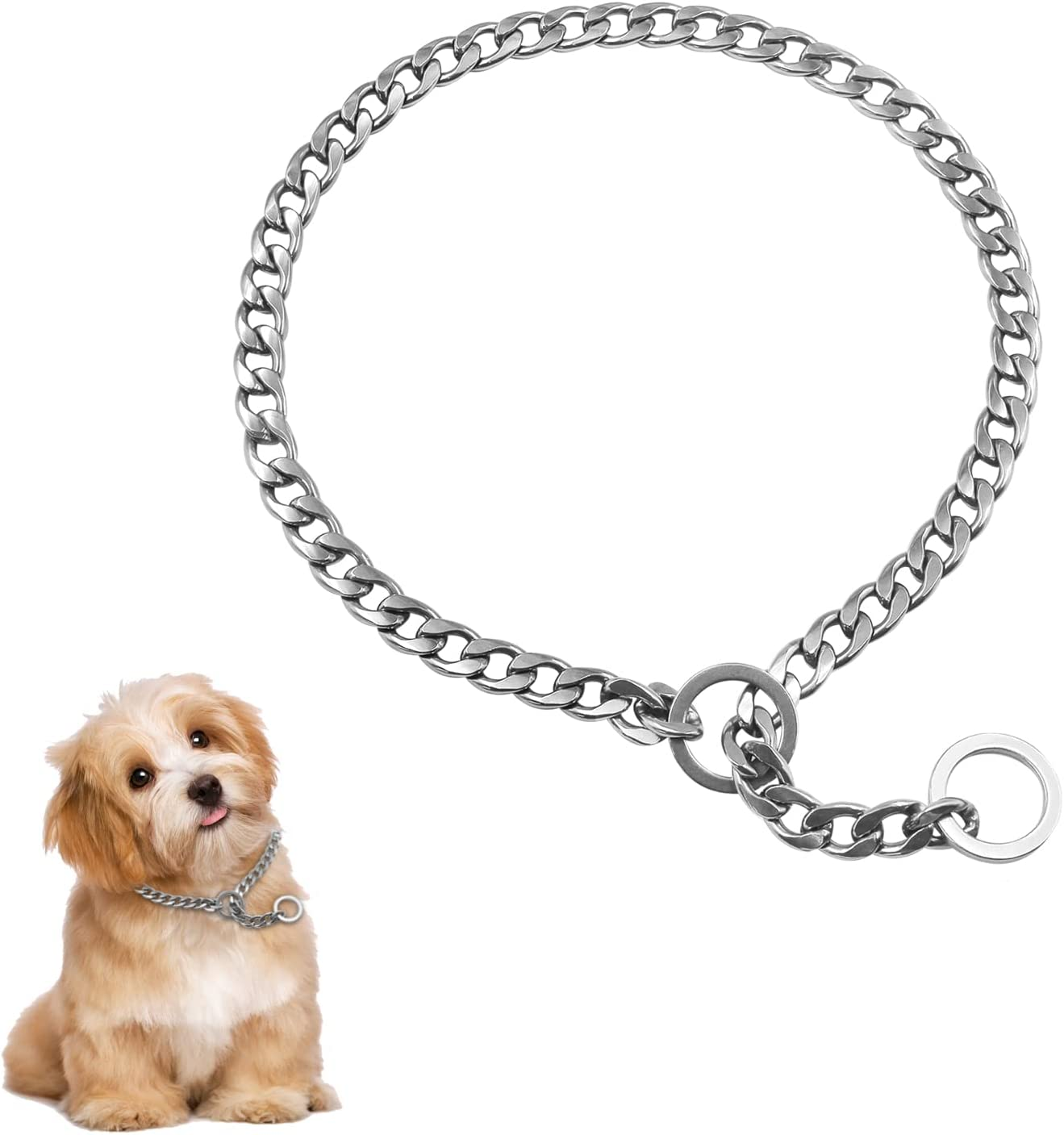 Chain Dog Training Choke Collar, Adjustable Stainless Steel Chain Slip Collar, Strong, Durable, Weather Proof, Tarnish Resistant Metal Chain, Best for Small Medium Large Dogs (S) image number 5