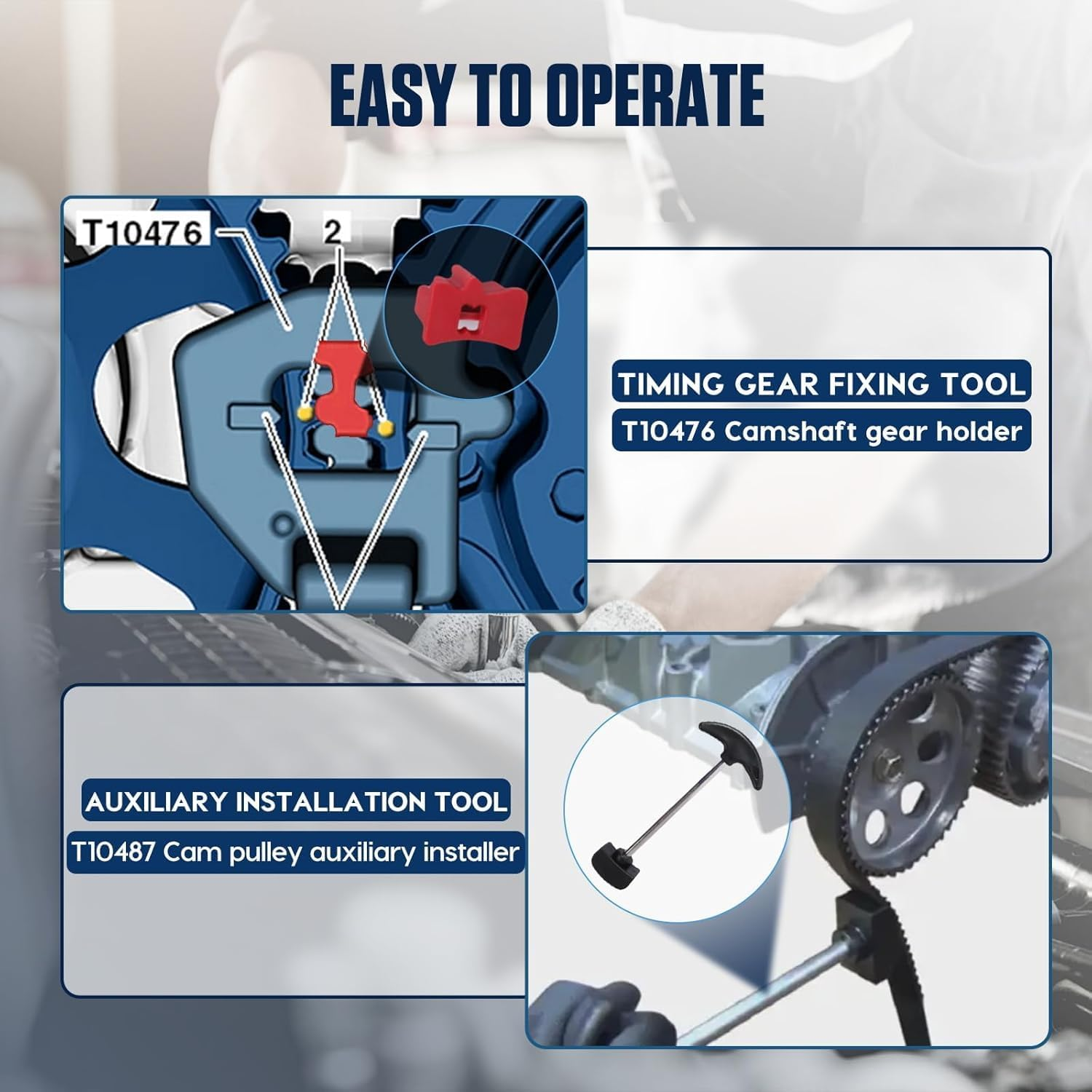 Engine Camshaft Tool Set, 6PCS Timing Belt Tool Kit for VAG EA211 1.0L 1.2L 1.4L 1.6L FSI TSI TFSI Petrol Engine Compatible with VW Audi A3 /Golf 7/New Jetta/Skoda/Santana/Lavida image number 6