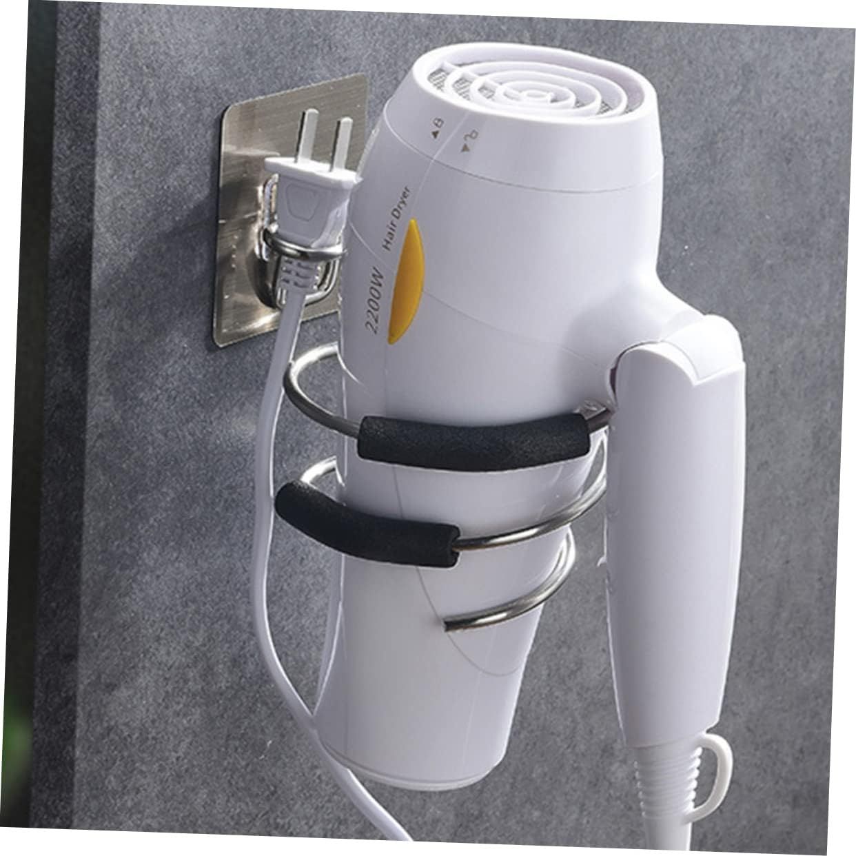 FRCOLOR 2Pcs Hair Dryer Holder Bathroom Shower Organizer Wall-Mounted Rack Space-Saving Tidy Home image number 5