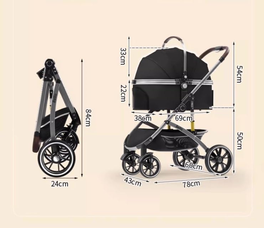Pet Stroller Dog Stroller Cat Stroller Folding Pet Stroller with Storage Basket Travel Dog Strollers with Detachable Carrier for Small Medium Cats Dogs Dog Pram Dog Cat(Color:D) - B image number 4
