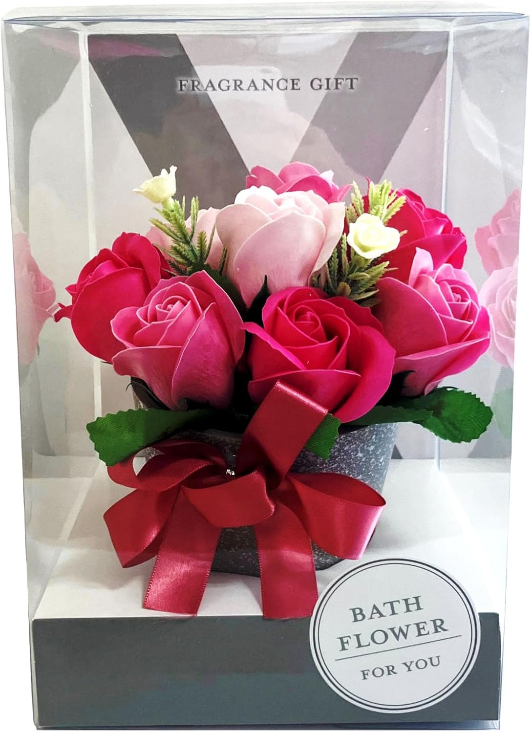 Q-FLA 786150 Soap Flower Bath Salt, Arrangement, MG, Pink, Gift