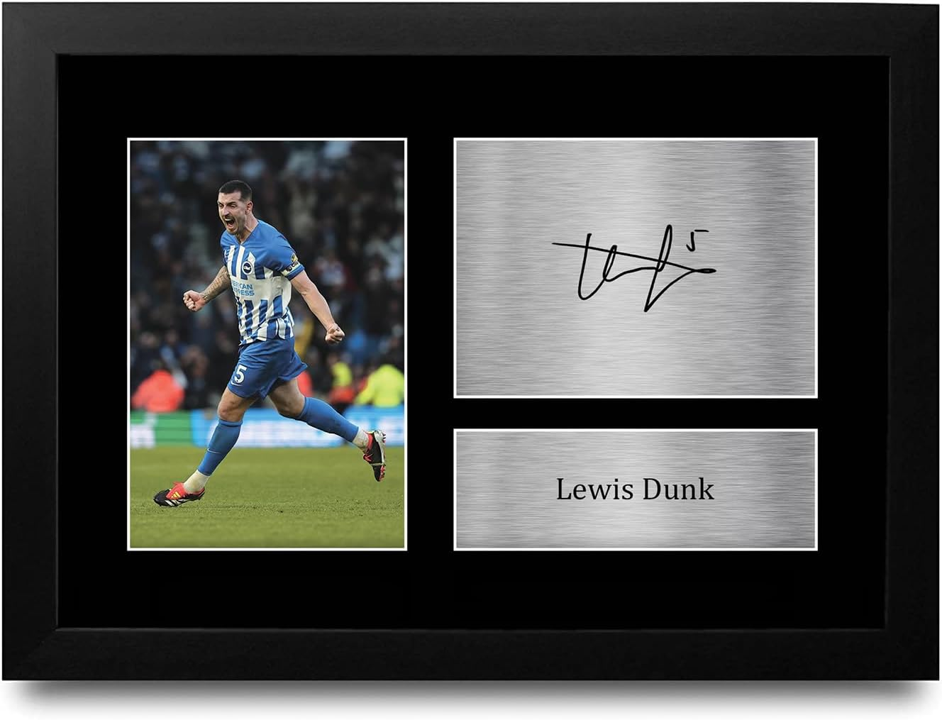 HWC Trading Lewis Dunk Brighton & Hove Albion Gifts Printed Signed Autograph Picture for Football Fans and Supporters - A4 Framed