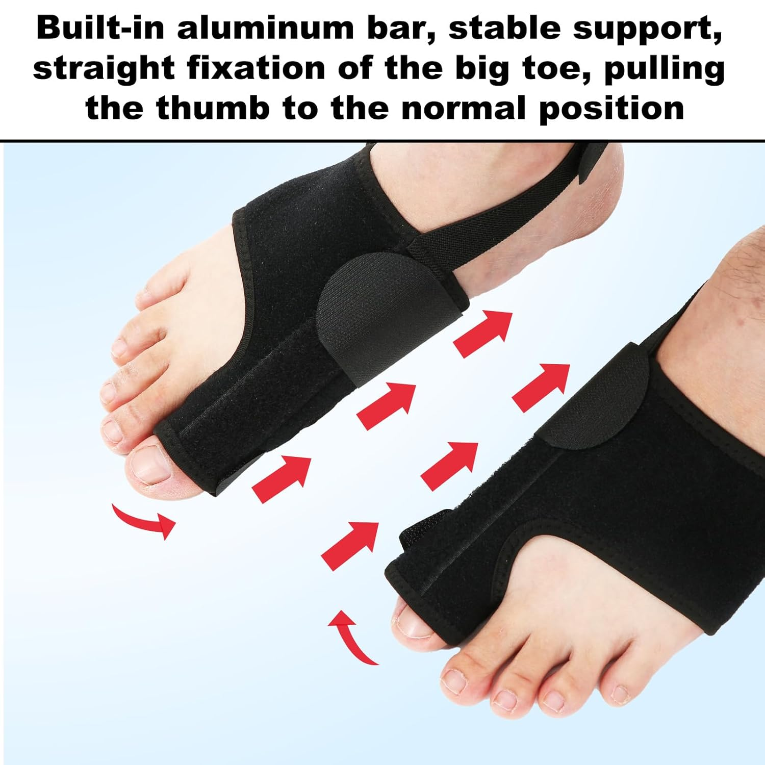 2Pcs Big Toe Splints, Adjustable Big Toe Straightener with Metal Plates Hallux Valgus Brace for Women Men Fractured Sprains Turf image number 4