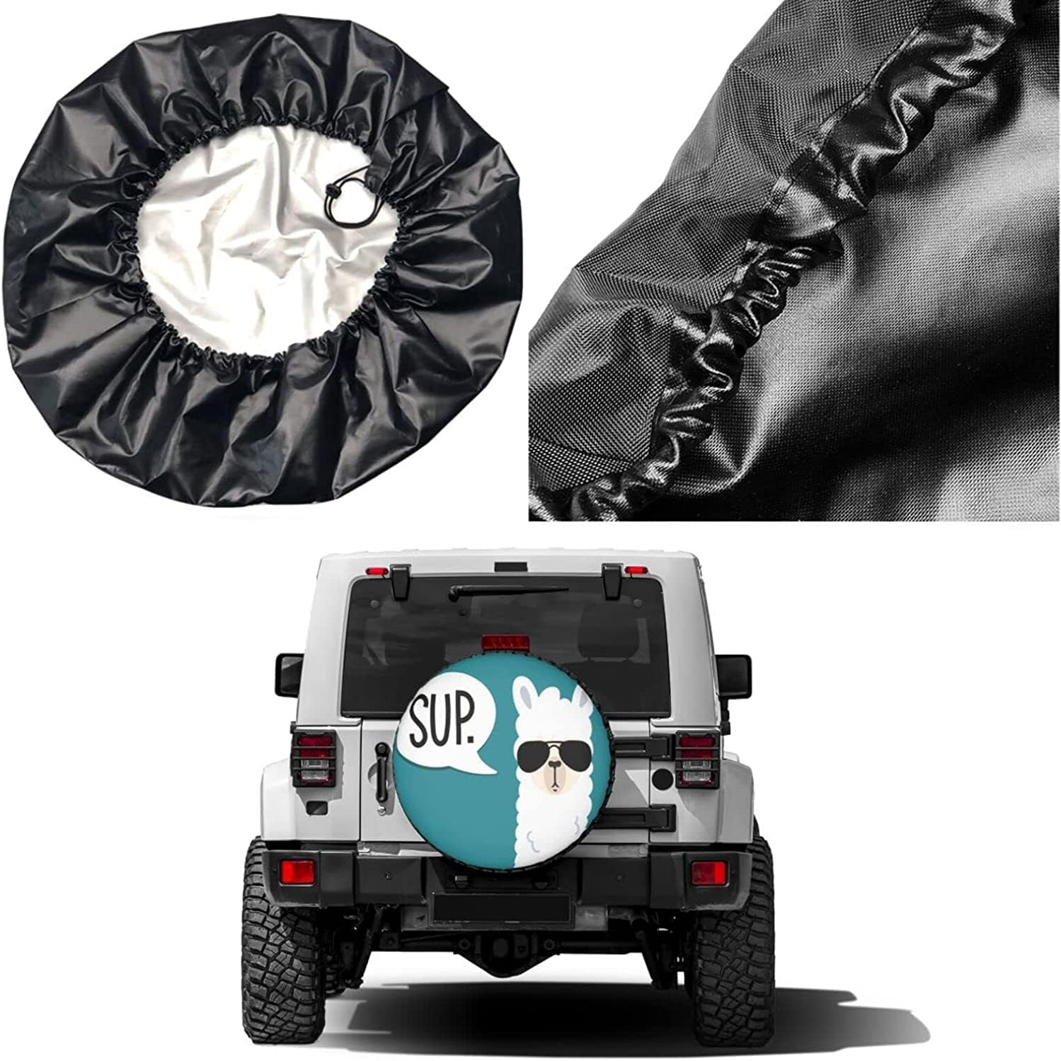 Funny Llama Spare Tire Cover Dust-Proof Wheel Tire Cover Fit Trailer, RV, SUV and Many Vehicle 17 Inch image number 3