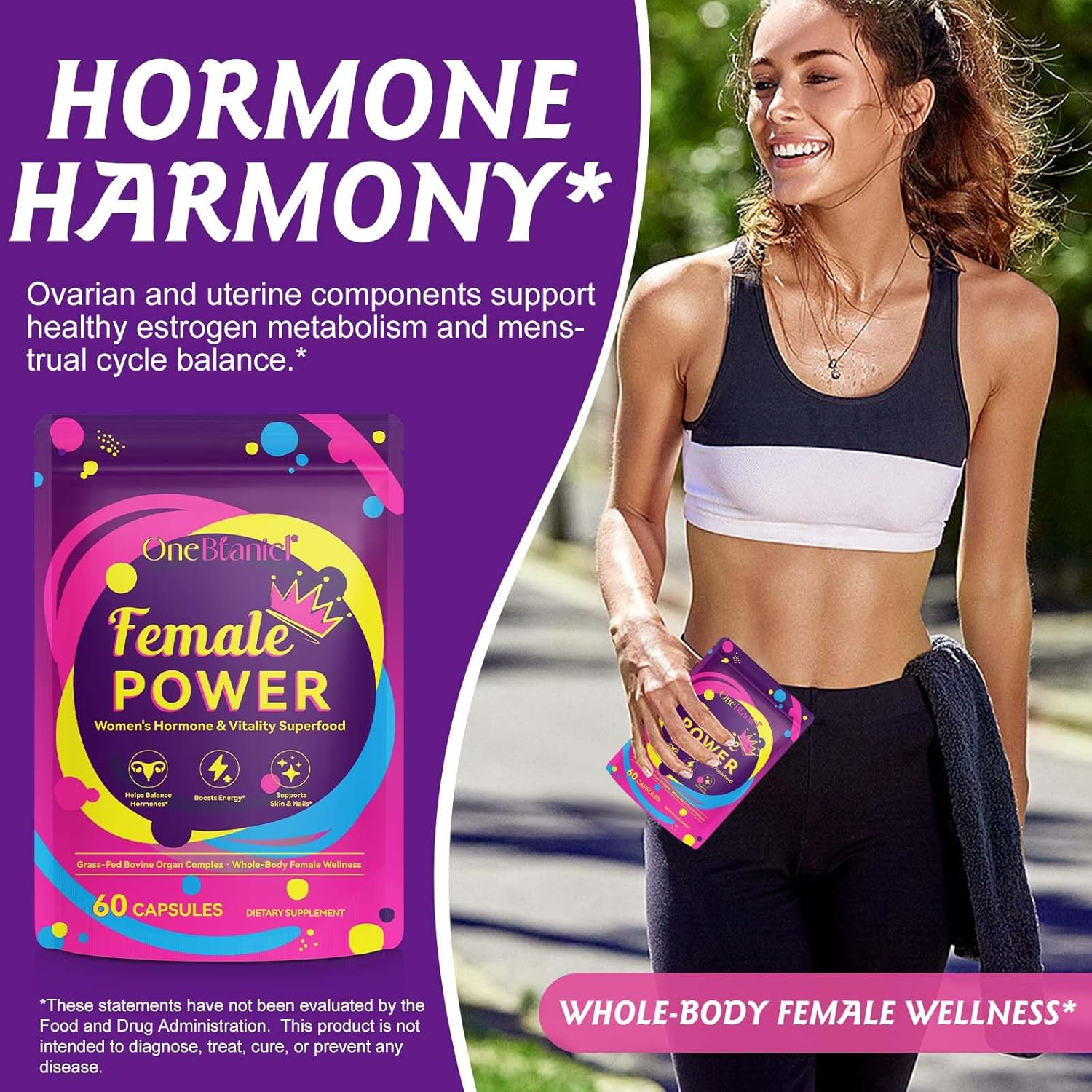 Female Power | Women&rsquo;S Vitality Superfood | Grass-Fed Bovine Organ Complex with Uterus, Ovaries, Liver, Kidney & Heart | Nutrient-Dense Whole Food Supplement | 60 Capsules image number 2