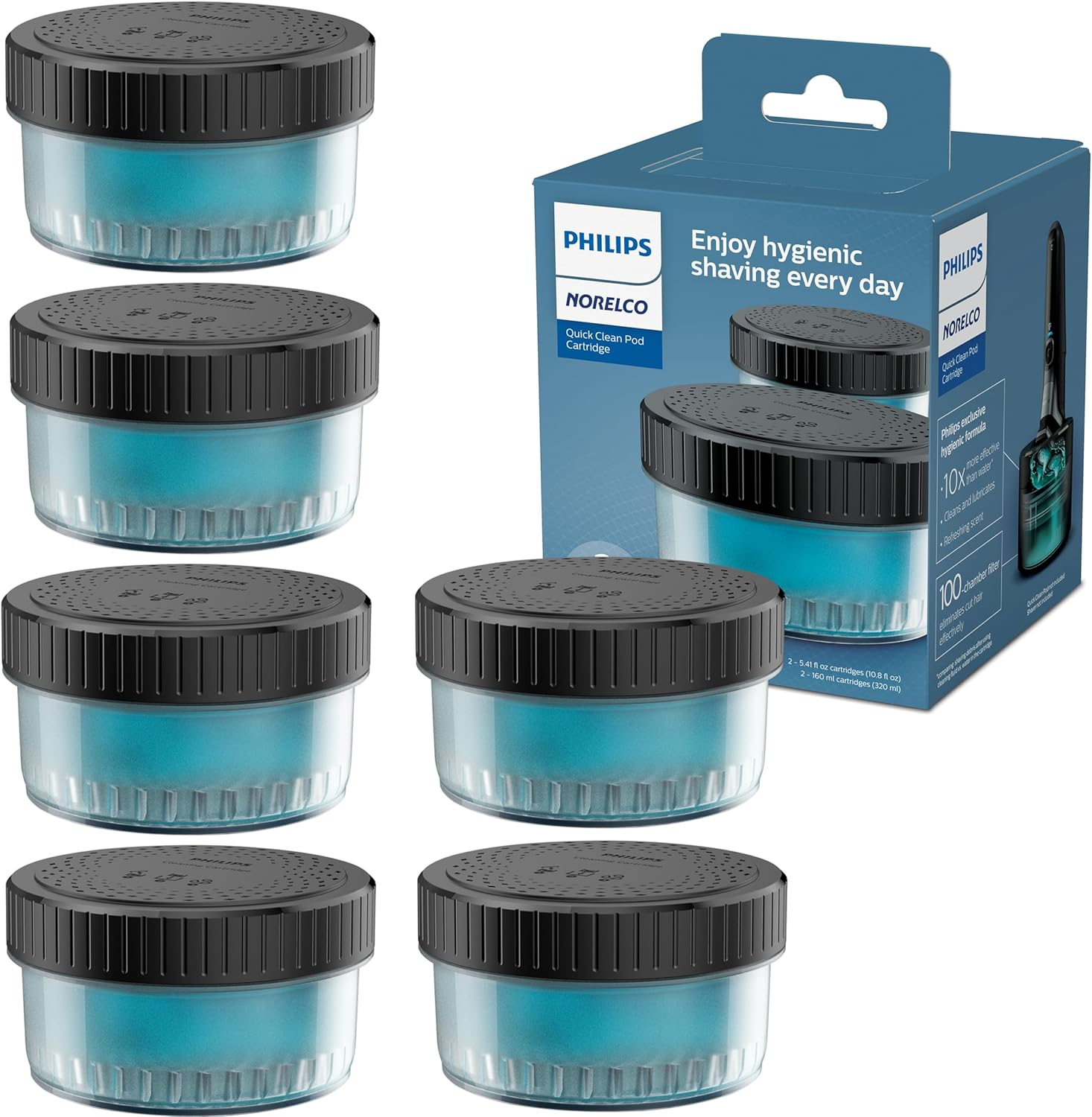 Philips Norelco Quick Clean Pod Cartridge, Lubricates Shaver and Eliminates Cut Hair, 2X 5.4 Fl Oz Cartridges (Up to 6M Supply), CC12/52 image number 3