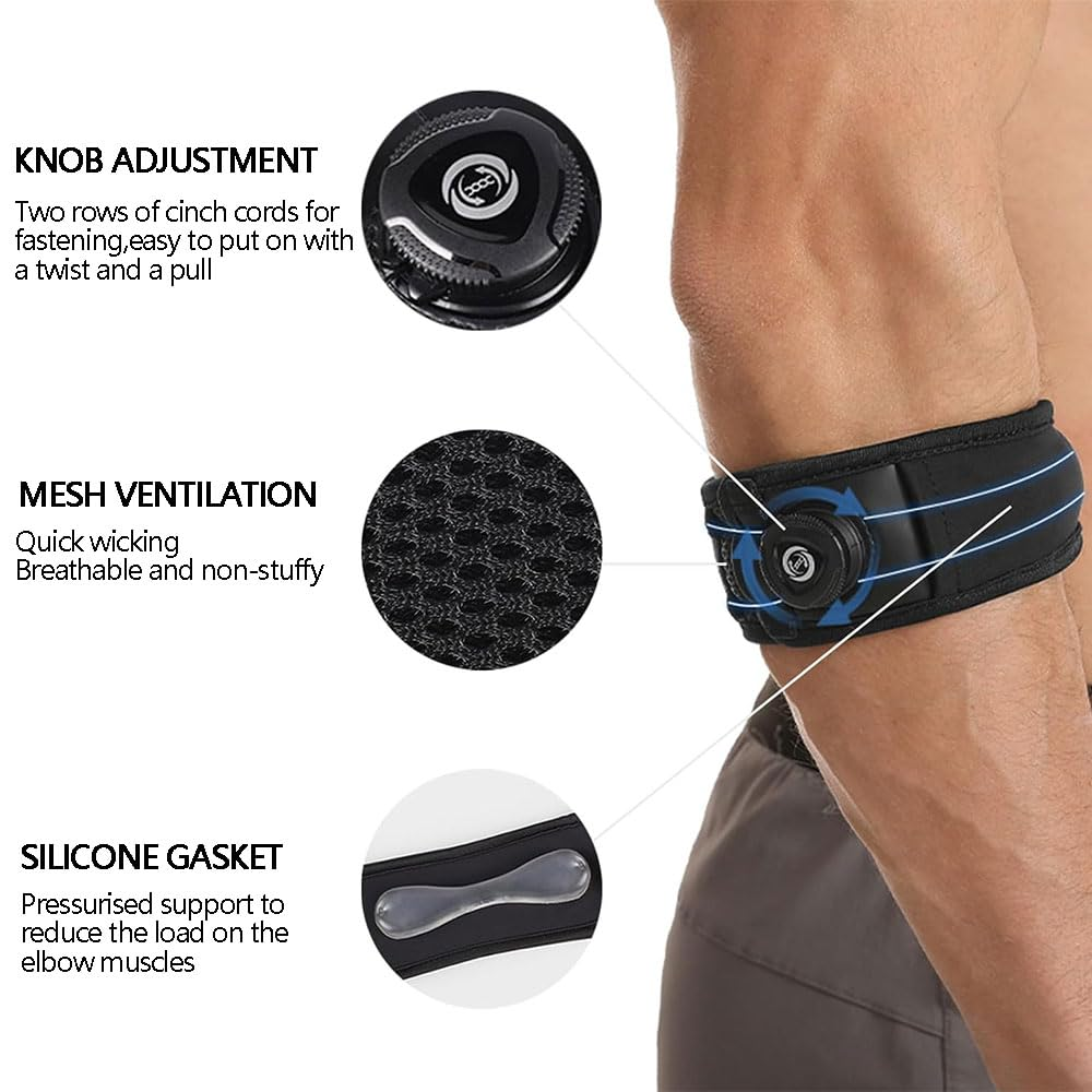 Adjustable Tennis Elbow Brace with Gel Pad and Dial &ndash; Compression Support for Tendonitis, Golfer&rsquo;S Elbow, Forearm Pain Relief &ndash; Ideal for Sports, Fitness or Daily Use image number 2