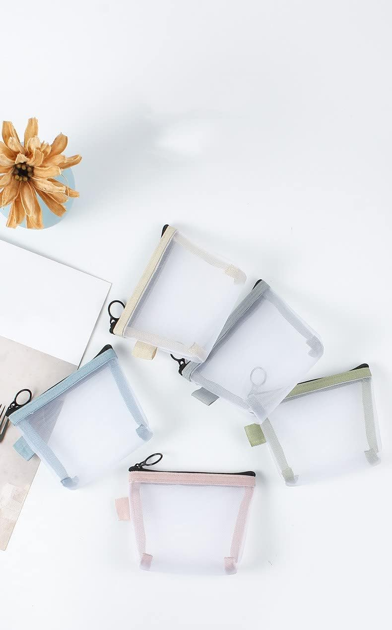 2PCS Mini Makeup Bags, Zipper Mesh, Portable Small Makeup Pouch, Mini Storage Bag for Coin, Lipstick, Jewelry - B image number 2