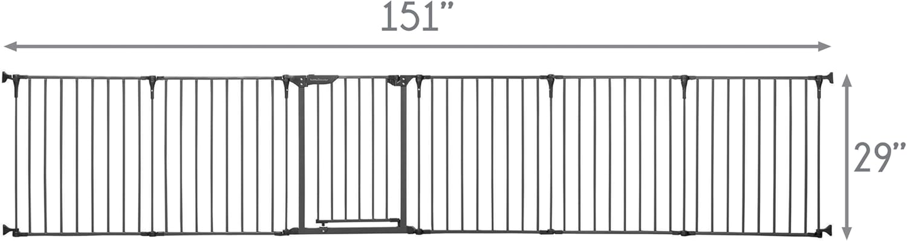 Little Chicks Oxford 3-In-1 Play Yard, Baby Gate, and Fireplace Fence - 151 Inch Extra Wide Baby Gate Barrier - Toddler Playpen - Black image number 1